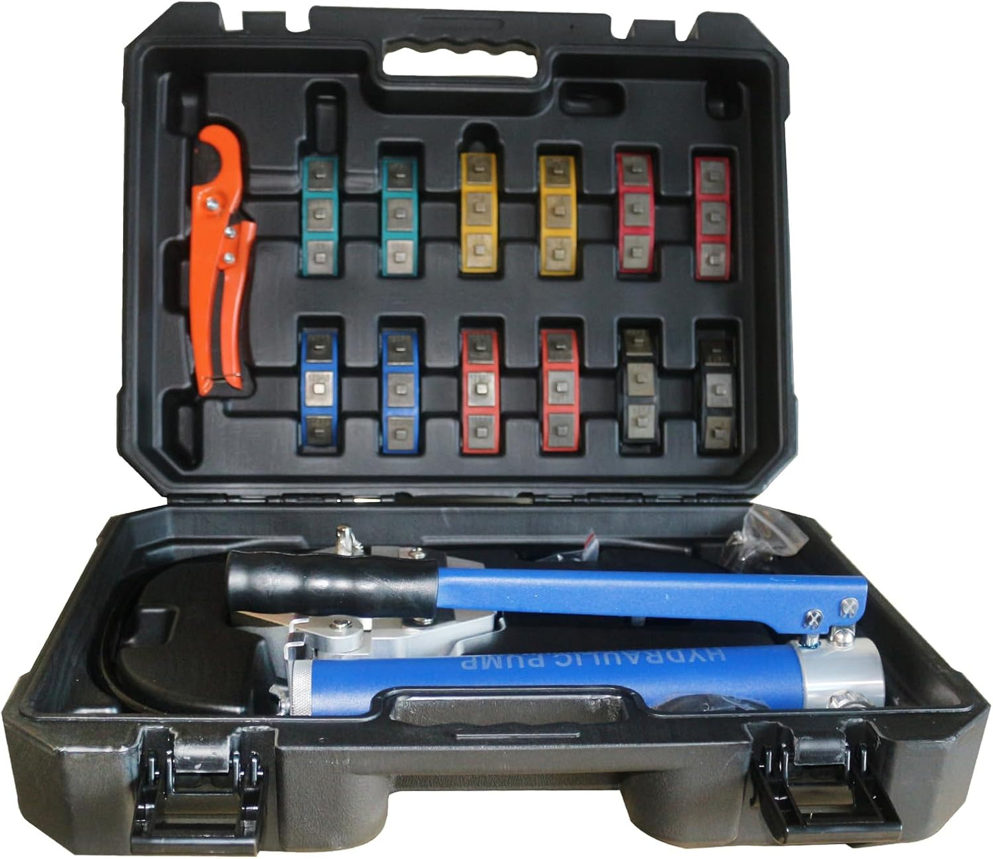 BANCHEE hydraulic hose crimping tool AC Crimping Tool for Barbed and Beaded Hose Fittings, Air Conditioning Repaire Ac Hose Crimper with 7 Die Set (BC-7842P)
