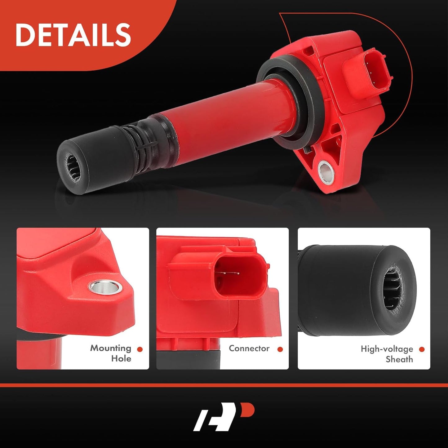 A-Premium (Red) Engine Ignition Coil Pack Compatible with Honda Civic 2006 2007 2008 2009 2010 2011 1.8L, Replace# 30520RNAA01, 099700101, 4-PC Set