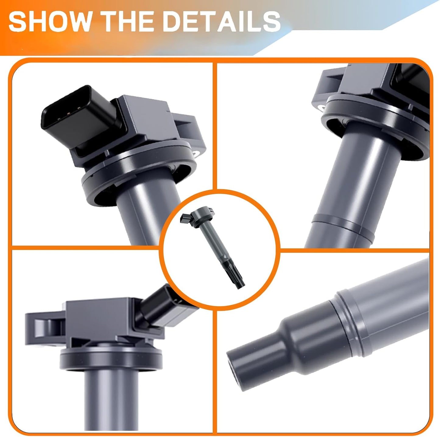 Set of 4 UF333 Ignition Coils and Spark Plugs Set Compatible with Toyota 2002-2008 Camry, 2001-2007 Highlander, 2001-2008 RAV4, SCION 2005-2010 TC Replace UF333 C1330 90919-02244