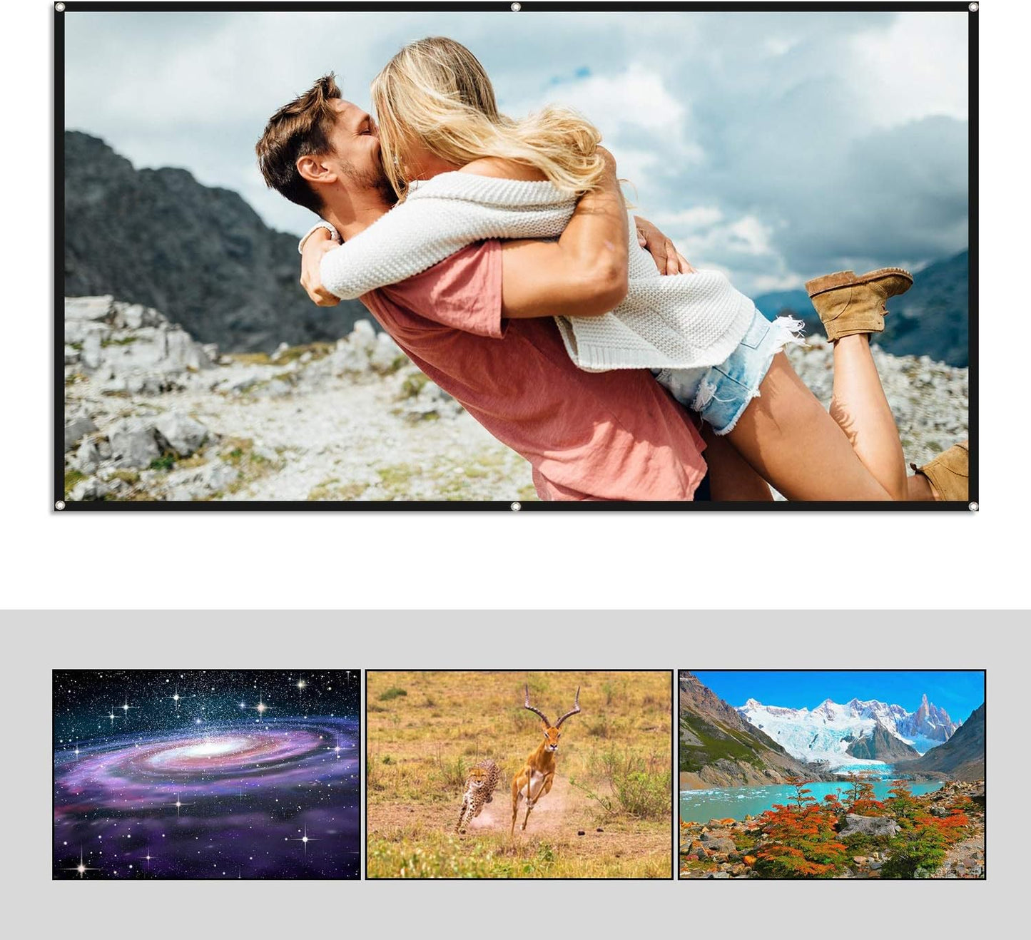 100" Projector Screen Widescreen 16:9 Portable Projection Screen Anti-Crease Foldable Projector Movies Screen for Home Office