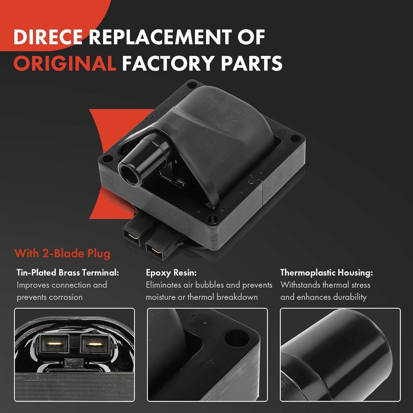A-Premium 1 Ignition Coil with 5 Spark Plug Wires and 4 Iridium Spark Plugs Compatible with Toyota 4Runner 1984, Celica 1981-1982, Corona 1981, Pickup 1981-1990, 3.4L