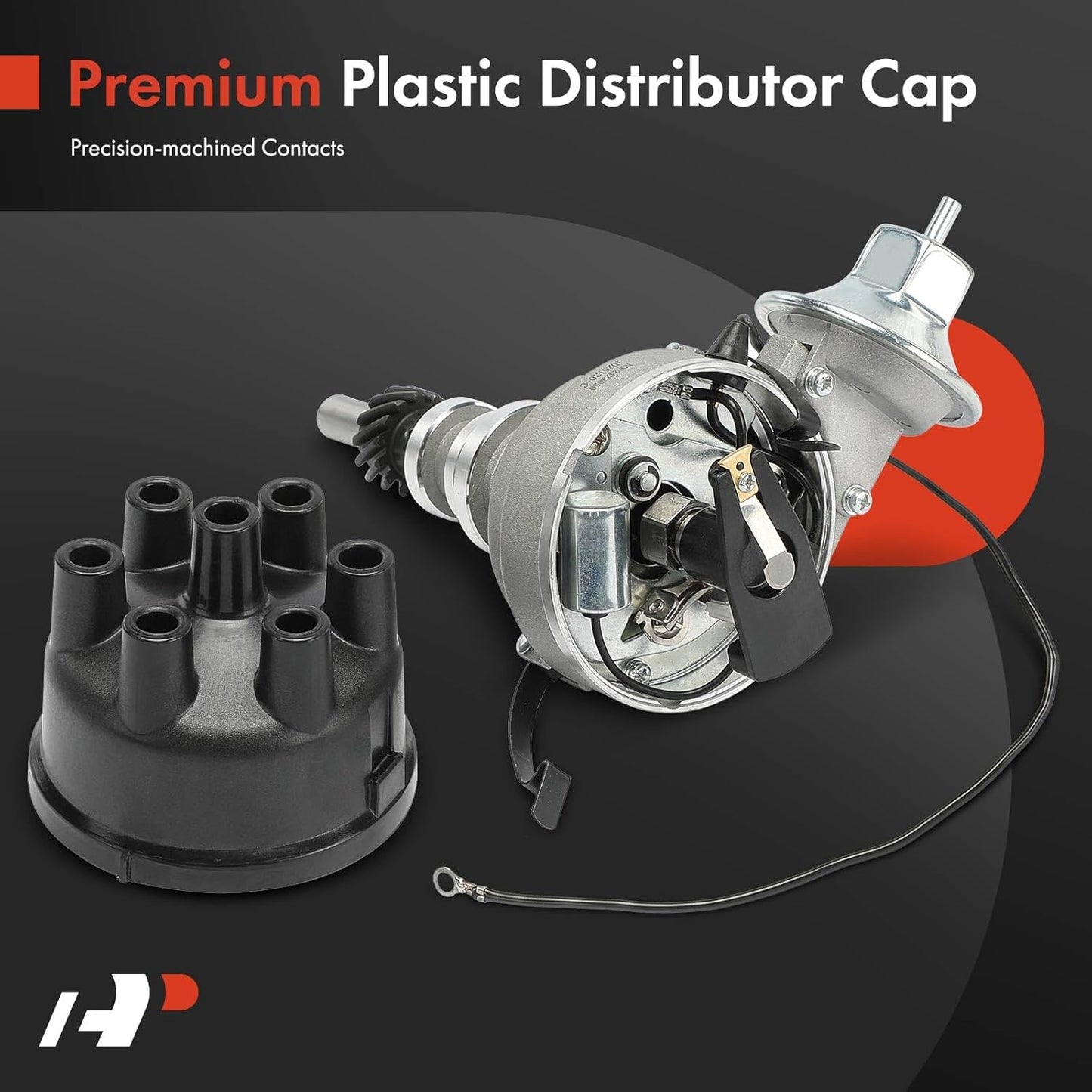 A-Premium Ignition Distributor with Cap and Rotor Compatible with Ford Mustang, E-100 E-200 E-300 Econoline, Bronco, Fairlane, Falcon, Gran Torino, P-100, Ranch Wagon & Mercury Caliente, Capri, Comet