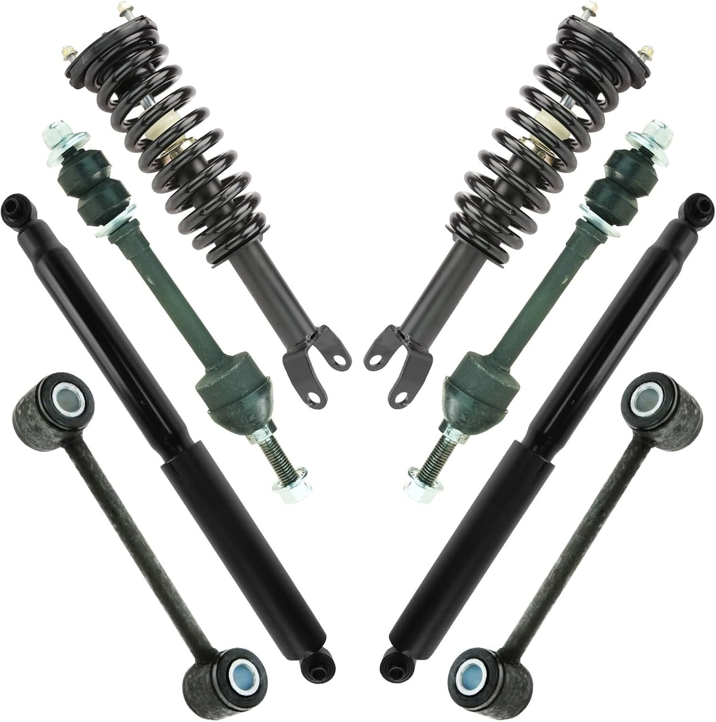 TRQ Front and Rear Suspension Kit Complete Strut & Coil Spring Assembly Shock Absorber Sway Bar Stabilizer Link Compatible with 06-13 BMW