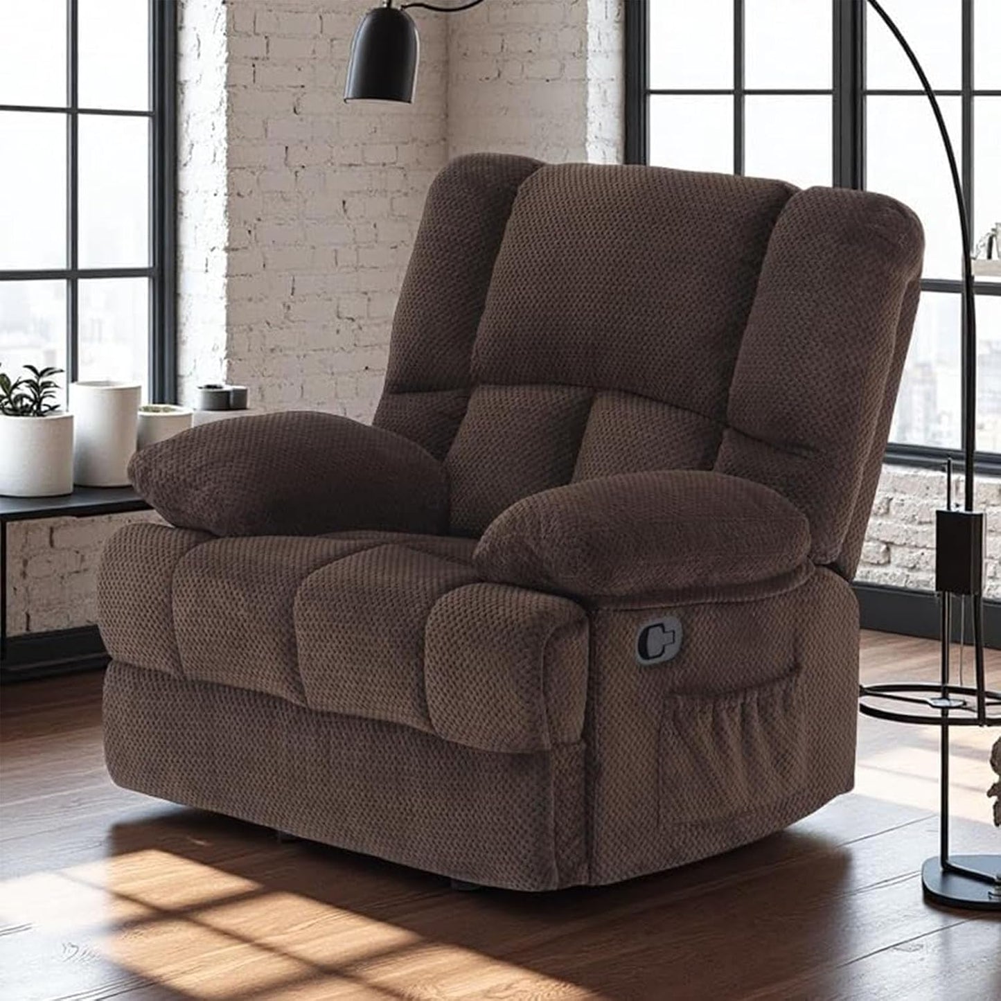 Swivel Rocker Recliner with 360 Degree Swivel, Small Recliners with 30 Degree, 90-150 Degree Angle, Faux Leather Lift Chair for Home Theater Seating, Adults, Living Room, Bedroom, Black