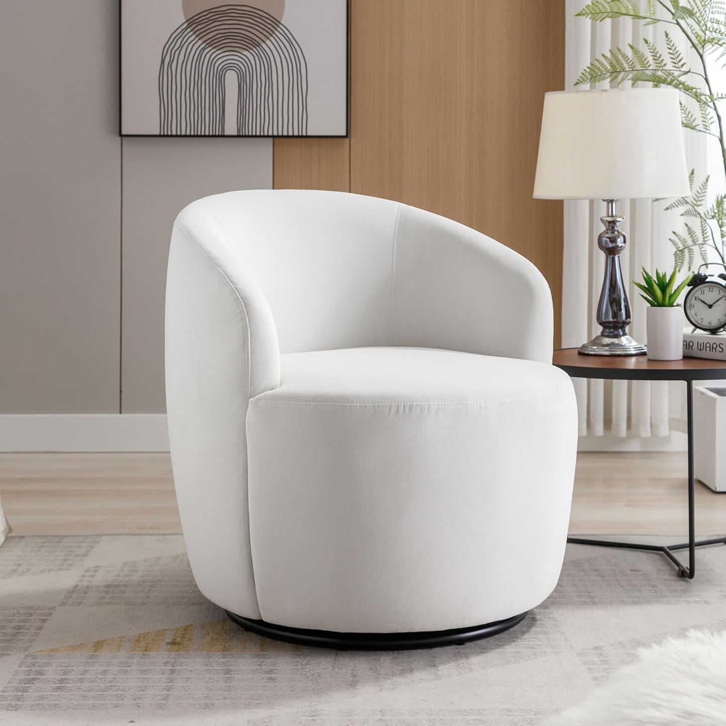 Swivel Accent Chairs Set of 2, Modern Round Vanity Chair for Living Room, Comfy Velvet Barrel Armchair, Small Single Sofa, Blue