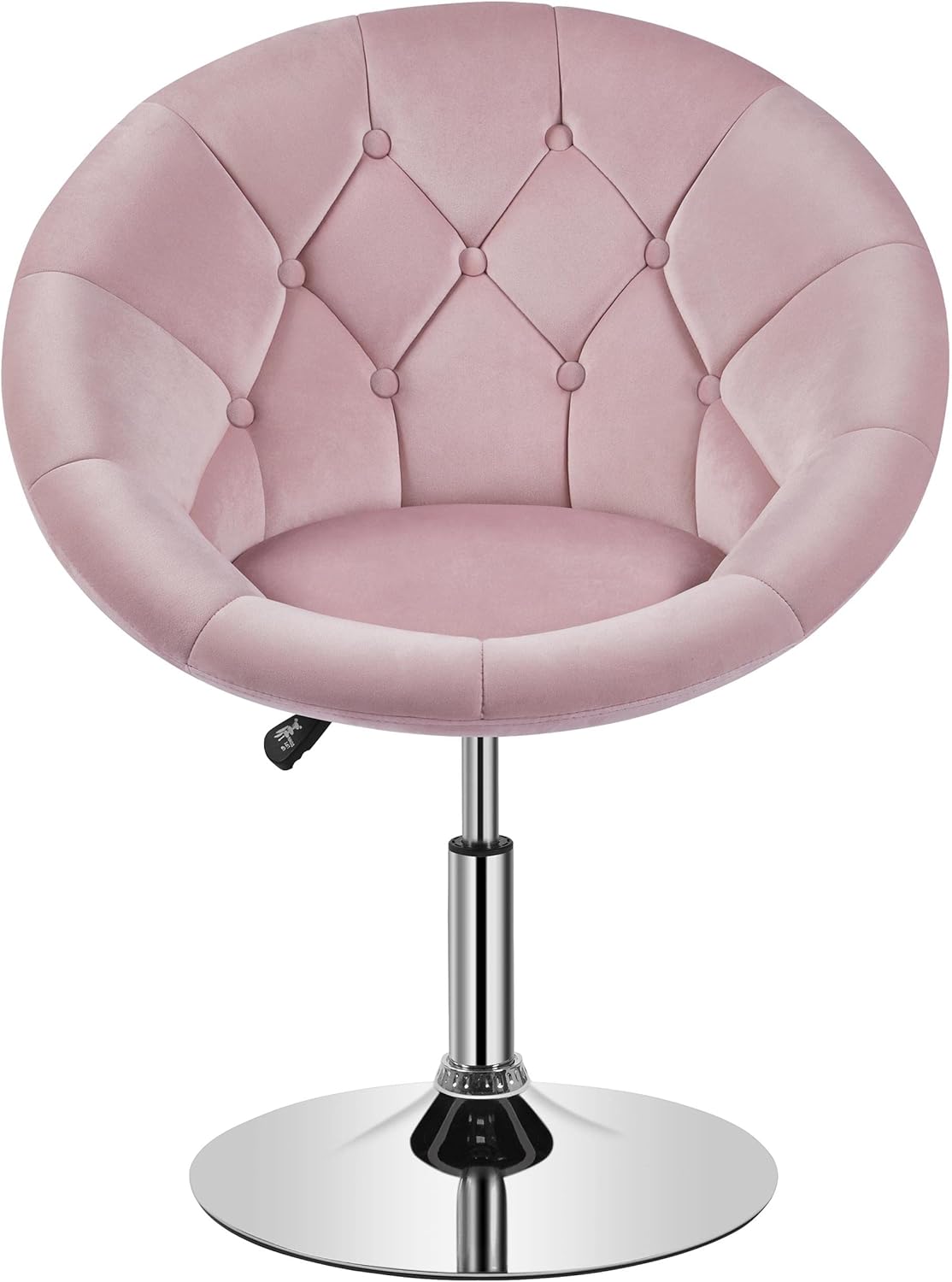 Adjustable Armchair Cozy Velvet Vanity Chair with 360 Degree Swive Large Base Barstool Living Room Tub Chair Accent Chair for Dressing Room Bedroom Lounge, Grey