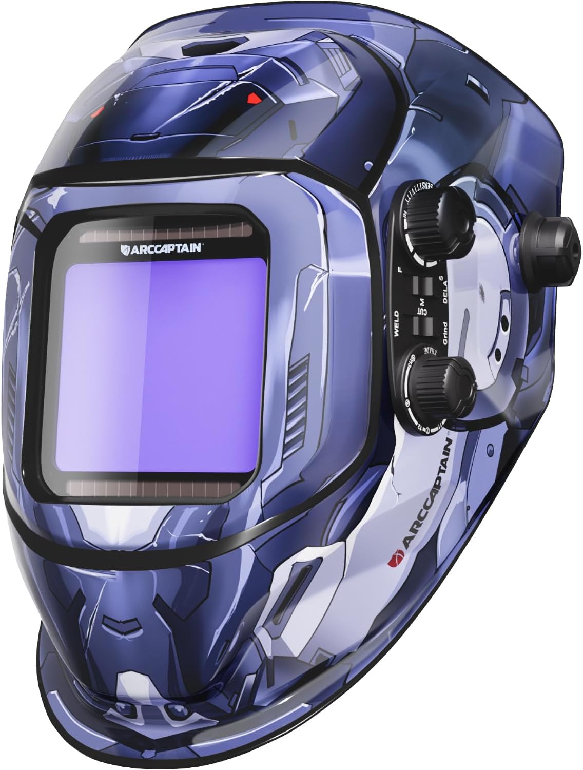 ARCCAPTAIN Welding Helmet Auto Darkening, 3.94"X3.66" Large Viewing Screen True Color Welding Hood with 4 Arc Sensor Solar Powered, Wide Shade 4-5/5-9/9-13 for ARC TIG MIG Welding Helmets for Men