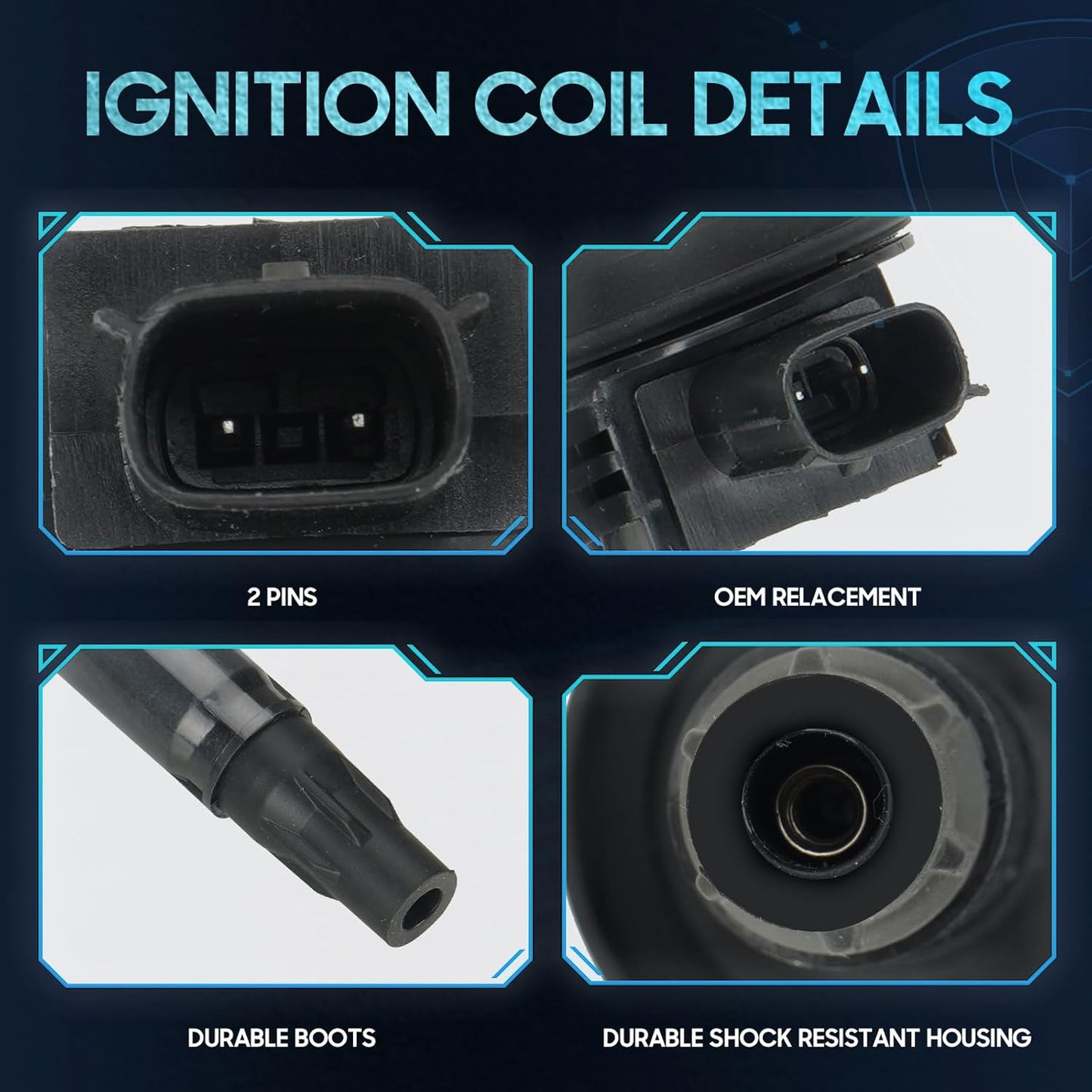 6PCS Ignition Coil Pack Compatible with Ford Mercury Mazda Lincoln 3.5L, 3.7L V6 Edge, F150, Explorer, Mustang, Taurus X, MKZ, Transit T150 T250 T350, Replace for DG520 UF553 C1595, Black