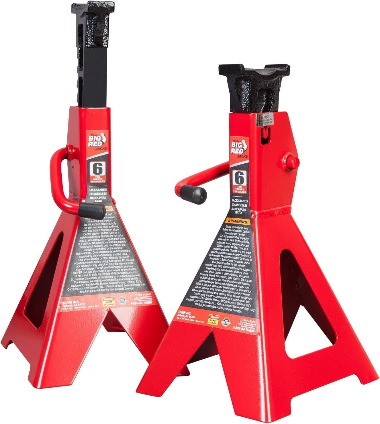 BIG RED AT46002ABR Torin Double Locking Steel Jack Stands, 2 Pack, 6 Ton (12,000 lb), Black