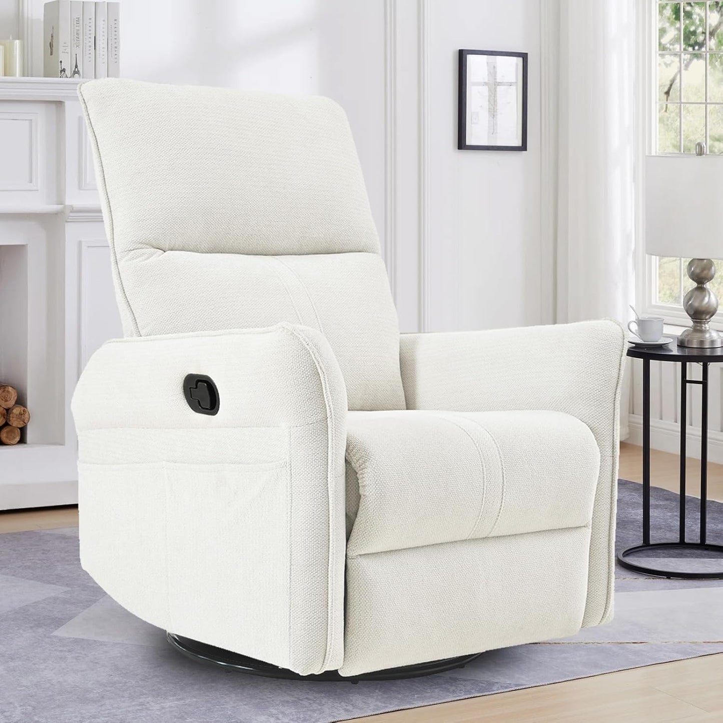 Swivel Rocker Recliner Chair, Modern Faux Leather Manual Recliner, Glider Recliner, 360 Swivel, 30 Rocking, Relaxing, Living Room, Bedroom