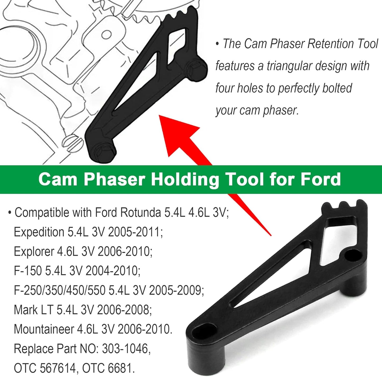 Timing Belt Tools Compatible with Ford 4.6L/5.4L 3V Engine Valve Spring Compressor Cam Phaser Holding Timing Chain Locking Wedge Crankshaft Positioning Wrench Holder Pulley Bolt Tool Set