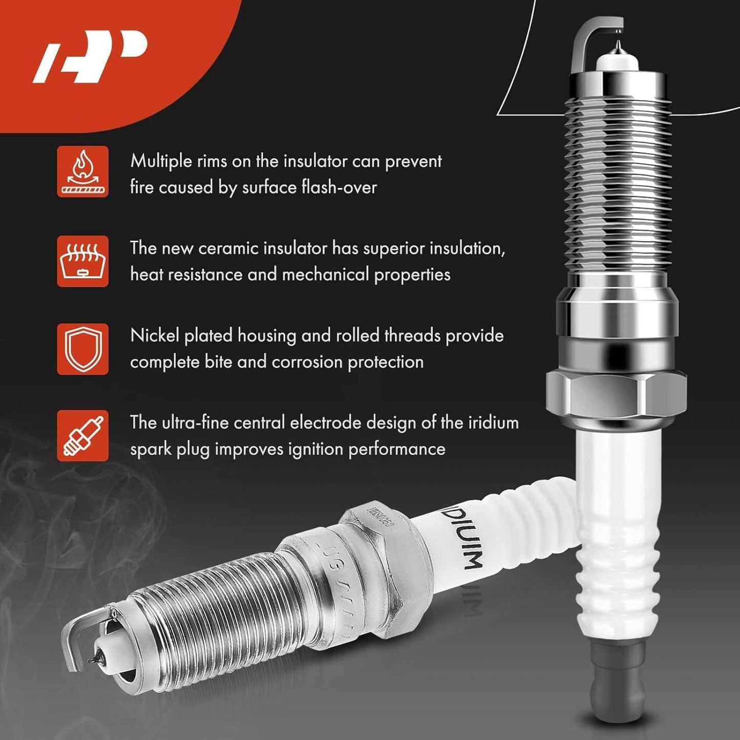 A-Premium Set of 4 Ignition Coil Pack and Iridium Spark Plugs Compatible with Ford Escape 2013-2016, Fusion 2013-2014, Fiesta 2014-2019, Transit Connect 2014-2016, 1.6L