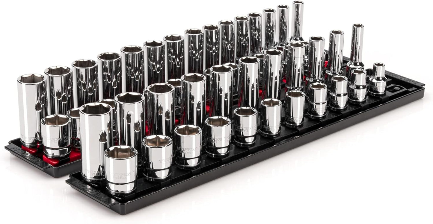 TEKTON 1/2 Inch Drive 6-Point Socket Set with Rail, 15-Piece (10-24 mm) | SHD92102