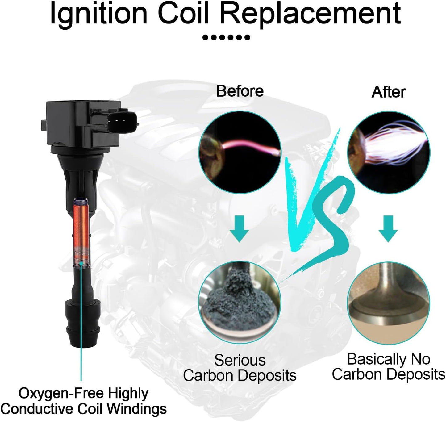 Set of 4 UF350 Ignition Coil Pack/4505 Spark Plugs(2.5L L4 Only) For Nissan Altima 2002 2003 2004 2005 2006,Sentra X-Trail 2002 2003 2004 2005 2006 2007 2008,X-Trail 2010 2011 2012 2013 224488H315