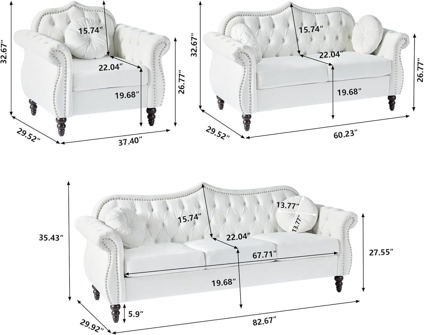 AVZEAR Modern Upholstered Accent Chair, Mid-Century Modern Armchair Single Sofa Chair, Tufted Lounge Reading Chair with Pillow for Living Room, Bedroom, Office (White)