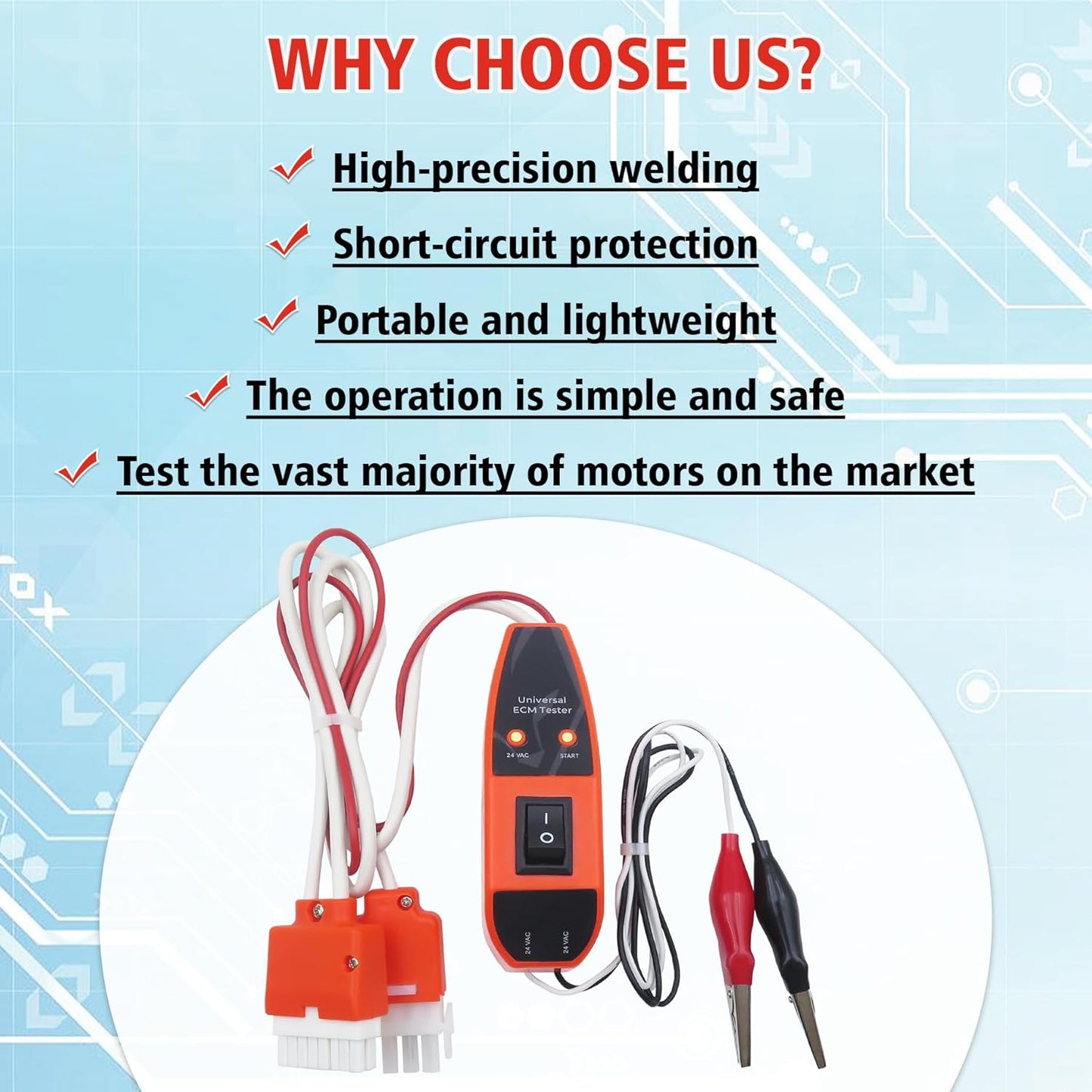 Top - Notch ECM Tester: FUHUOLU ECMPRO Ideal for Diverse Electronically Commutated Motors with Robust Features, 24 Inch Leads