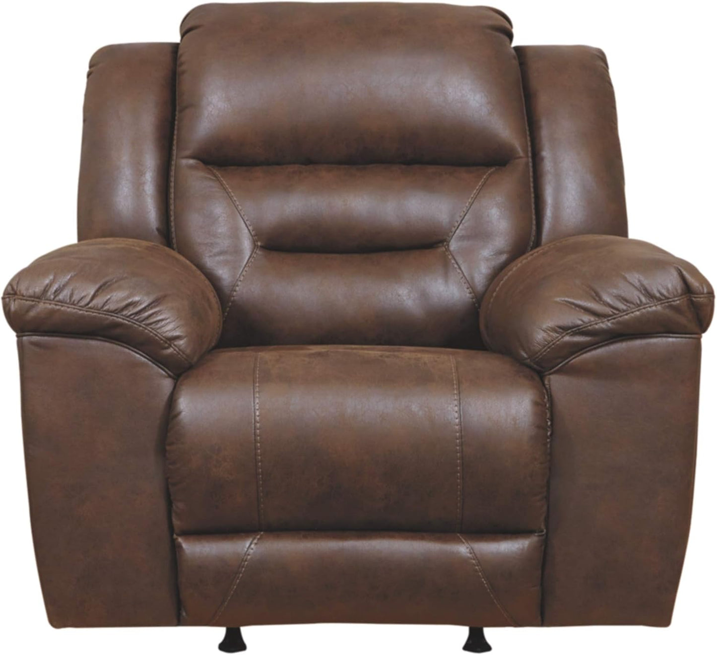 Signature Design by Ashley Stoneland Faux Leather Power Rocker Recliner, Dark Brown