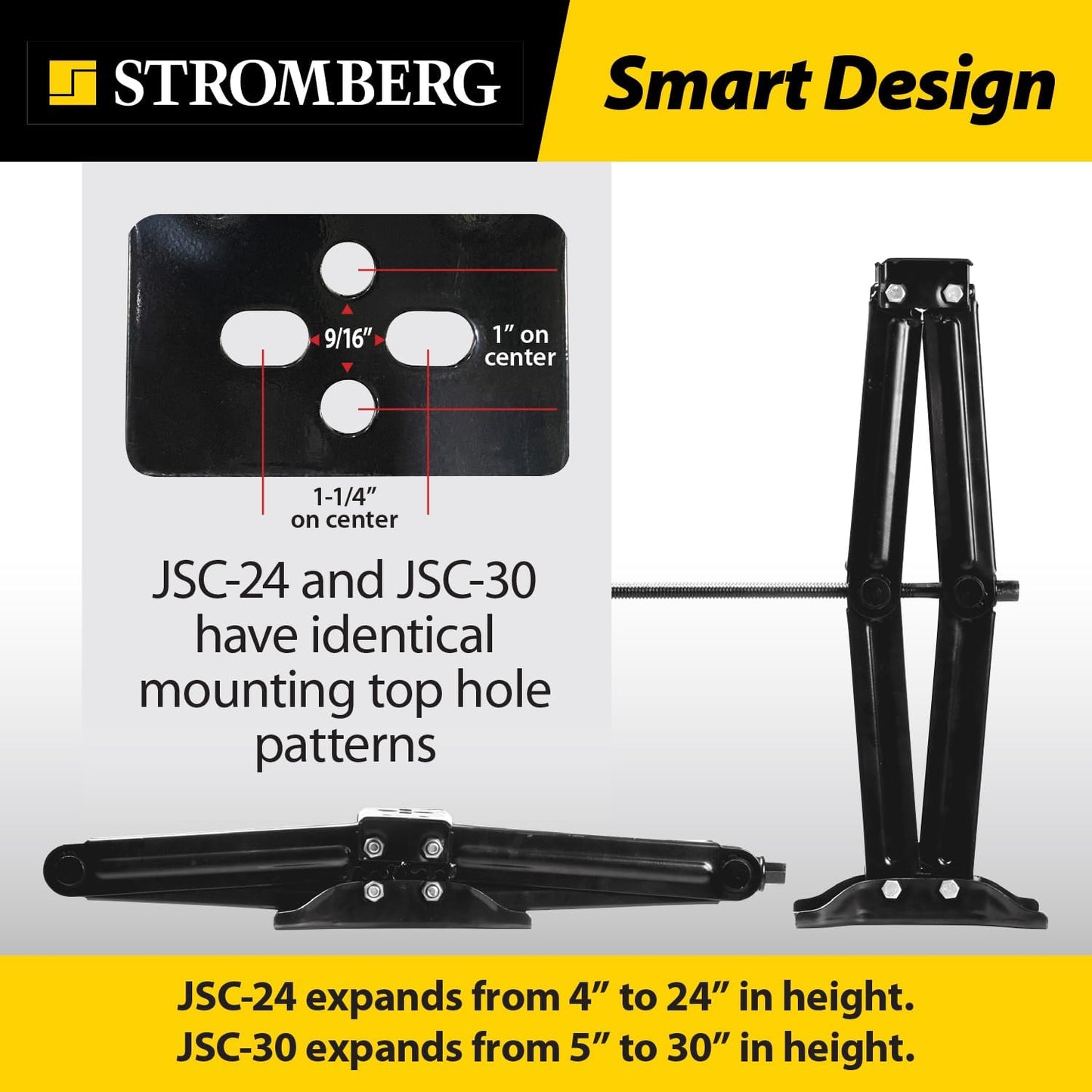 Stromberg Carlson JSC-24 Scissor Jack - 24" Scissor Stabilizer Jack for RV - Trailer Jack - Heavy Duty Scissor Jack Lifts and Levels 5000 lbs - 1 Pack Jack only