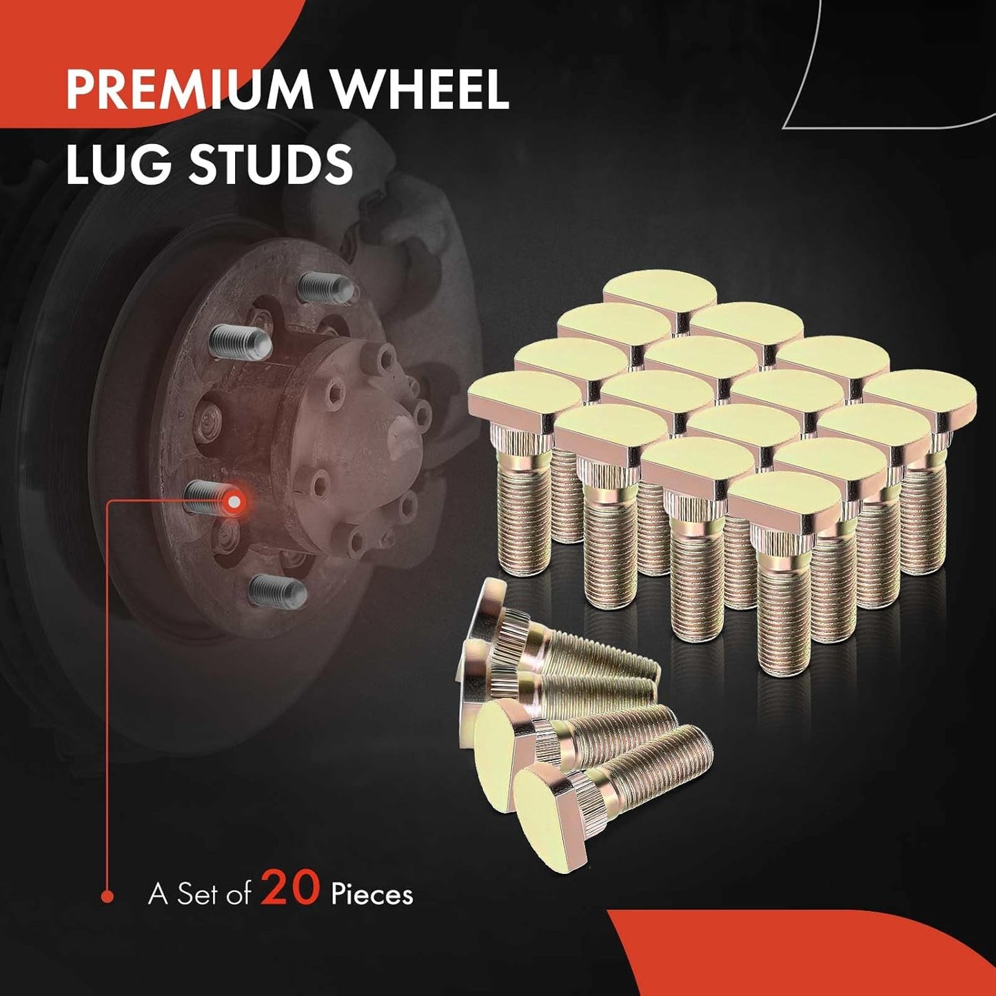 A-Premium M12-1.25 Wheel Studs Compatible with Nissan Altima Rogue Frontier Cube Juke LEAF Maxima Pathfinder INFINITI Front and Rear Side 20-PC Set