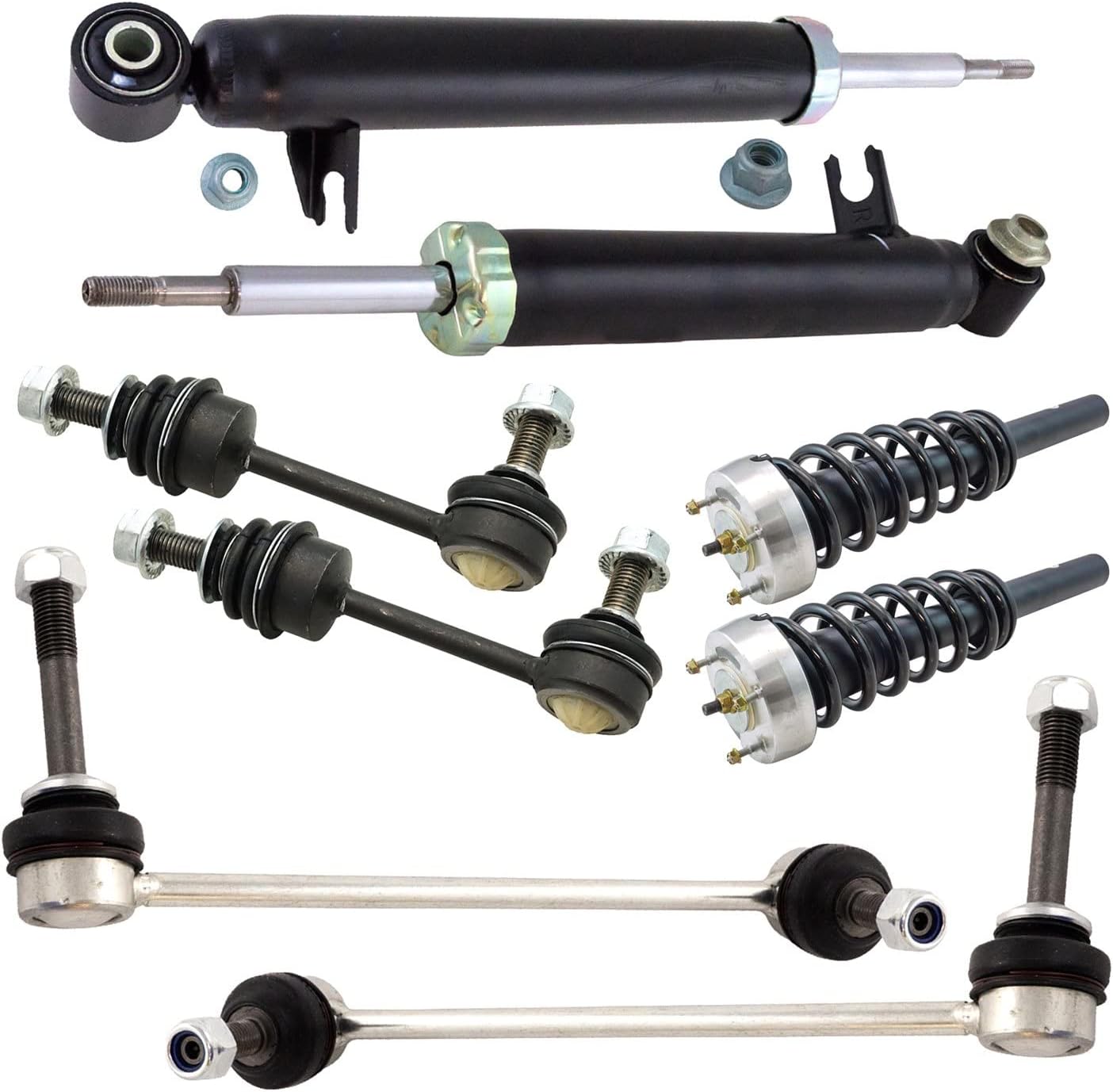TRQ Front and Rear Suspension Kit Complete Strut & Coil Spring Assembly Shock Absorber Sway Bar Stabilizer Link Compatible with 06-13 BMW