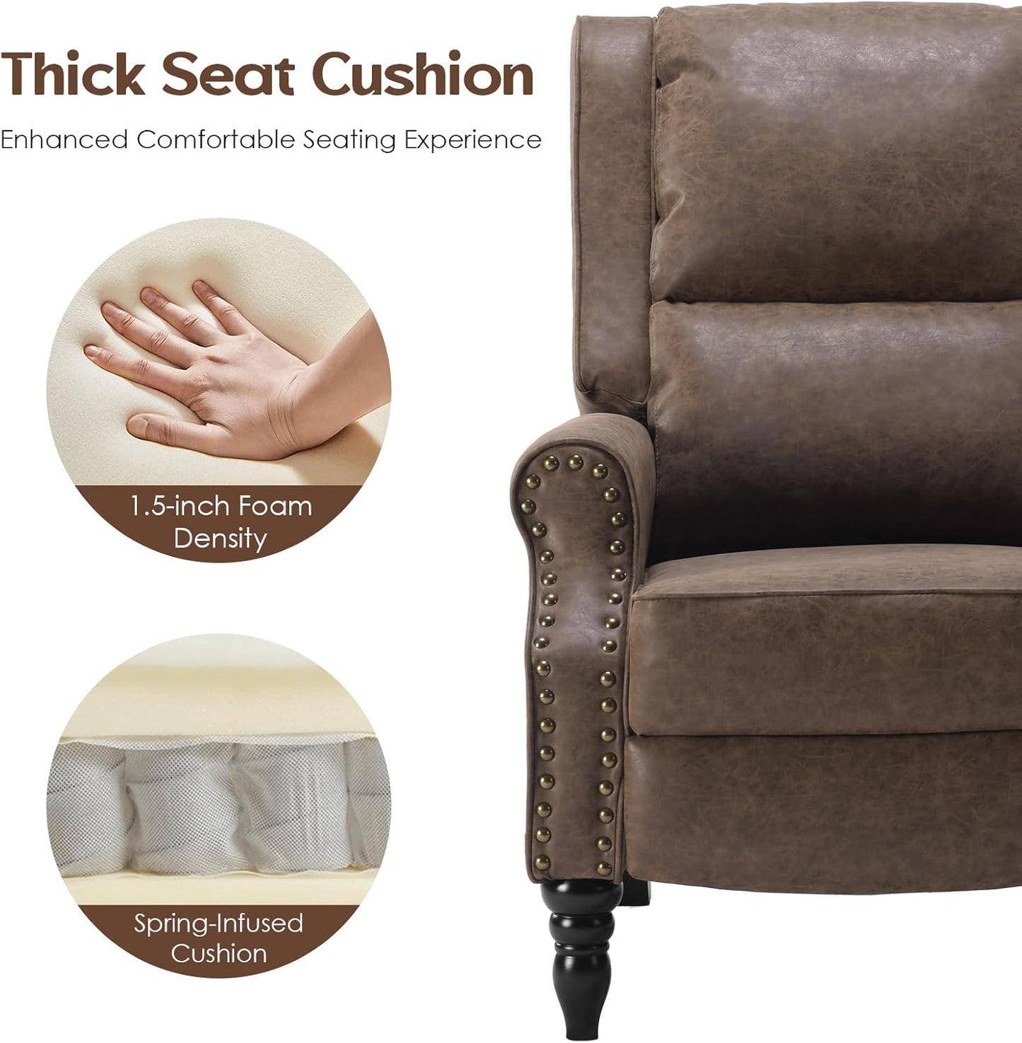 STARY Faux Leather Pushback Recliner Chair for Living Room Bedroom RV