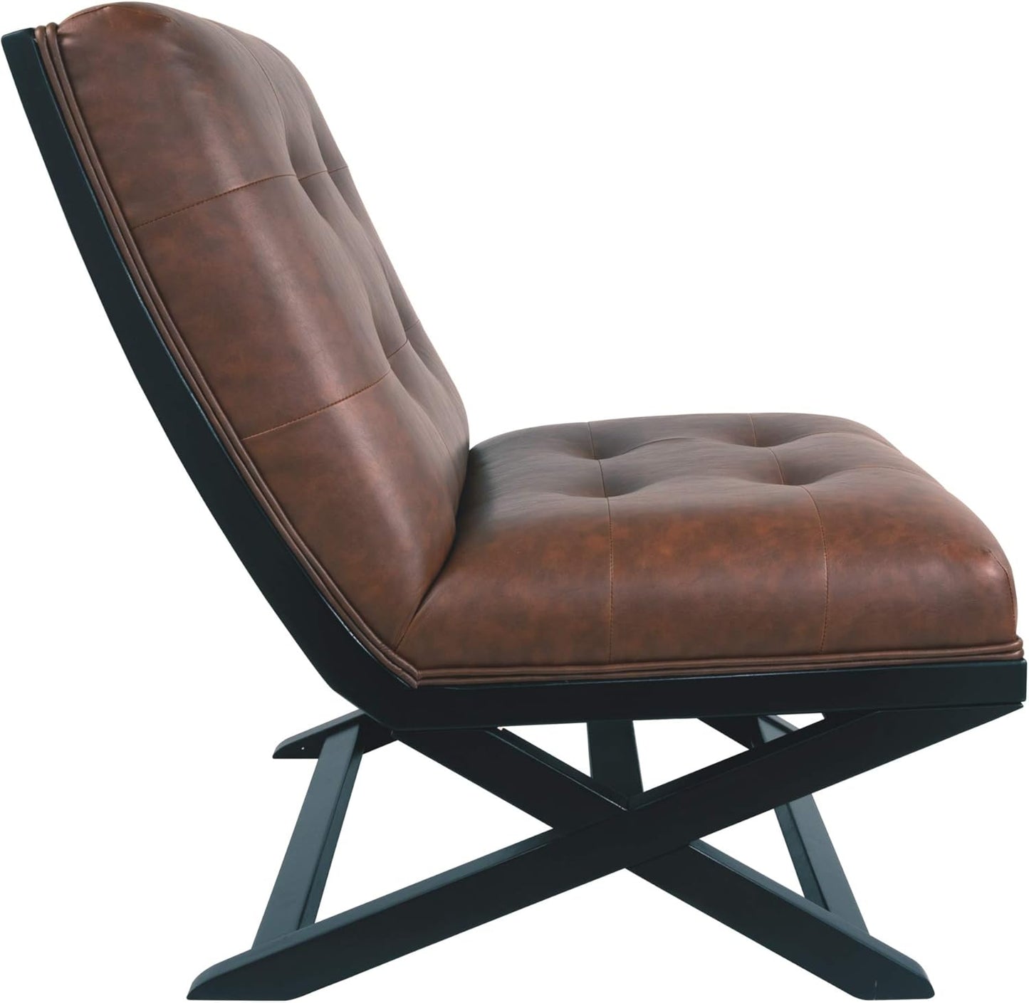 Signature Design by Ashley Sidewinder Mid-Century Modern Faux Leather Accent Chair, Brown