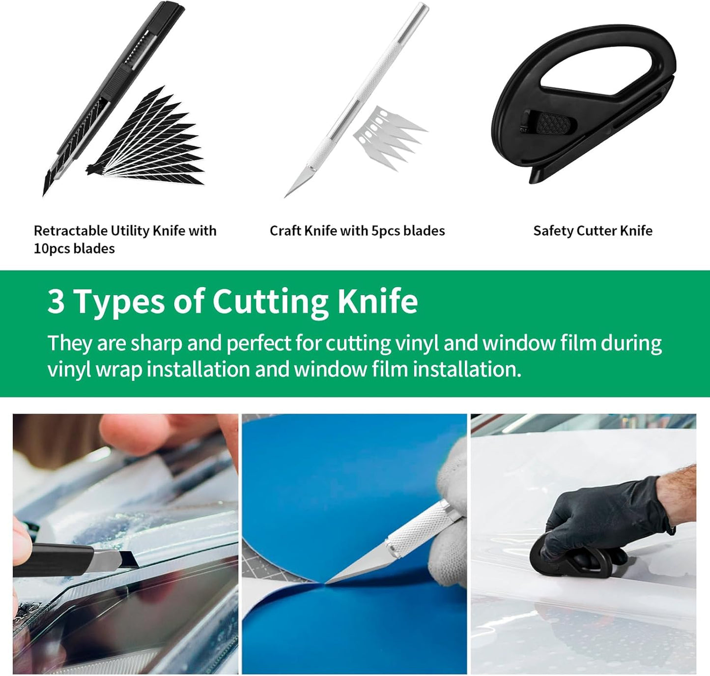 Vehicle Vinyl Wrap Applicator Tool Kit Car Wrap Squeegee Kit Automotive Window Tint Tools with Vinyl Wrap Magnetic Holder for Car Wrapping
