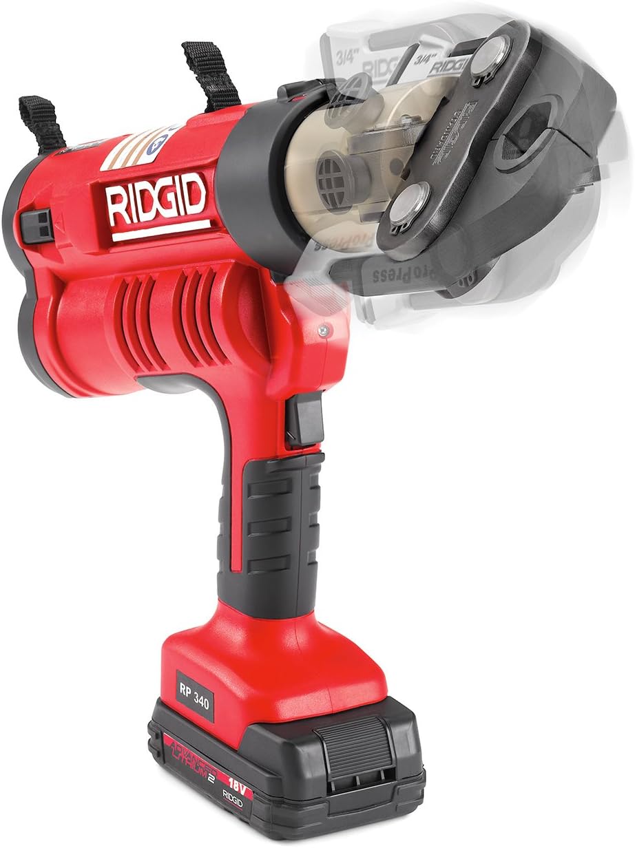 RIDGID RP 340-B Press Tool - 43348 Hydraulic Crimping Tool Jaws Not Included - ProPress Tool Jaws, PureFlow MegaPress, Standard Series Jaws and Rings Compatible (Cordless)