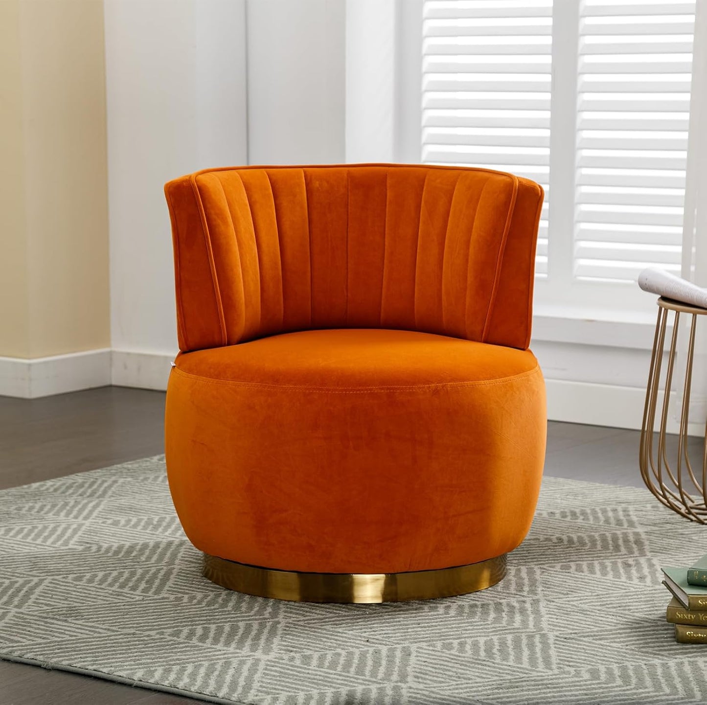 Velvet Swivel Barrel Chairs Set of 2, Upholstered 360-Degree Swivel Accent Armchair, Modern Comfy Round Leisure Sofa Chair for Small Living Room, Bedroom, Nursery Room, Lounge, Office, Olive