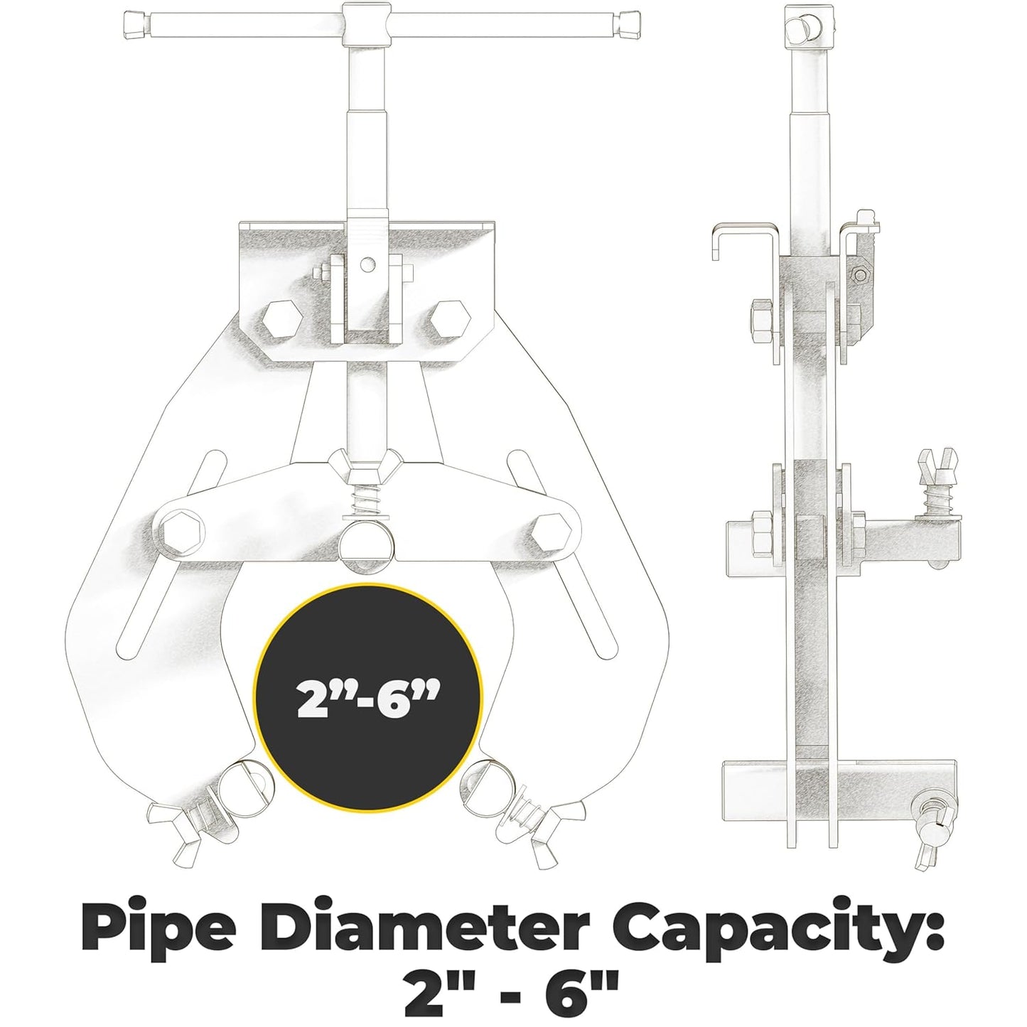 Strong Hand Tools, Pipe Alignment Clamp, Pipe Diameter Capacity: 2" - 6", Fit-Up Clamp, Quick Acting Screws, Stainless Steel Contact Adjustment Screws, CPA60