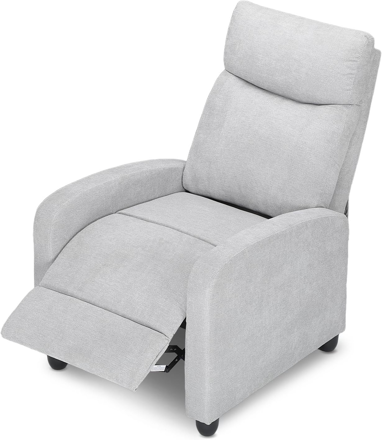 Athena Collection Recliner Chair, Reclining Lounge Chair with Adjustable Backrest and Footrest for Adults, Linen Upholstered Small Recliner Single Sofa for Small Space, Living Room, Bedroom, Blue