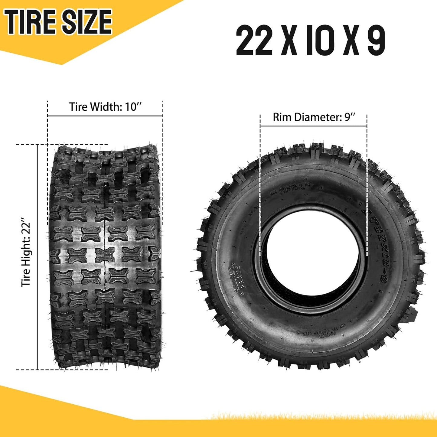 AutoForever 22x10-9 ATV UTV Tires 22x10x9 Sport All Terrain 6 Ply Tubeless Tires Set of 2