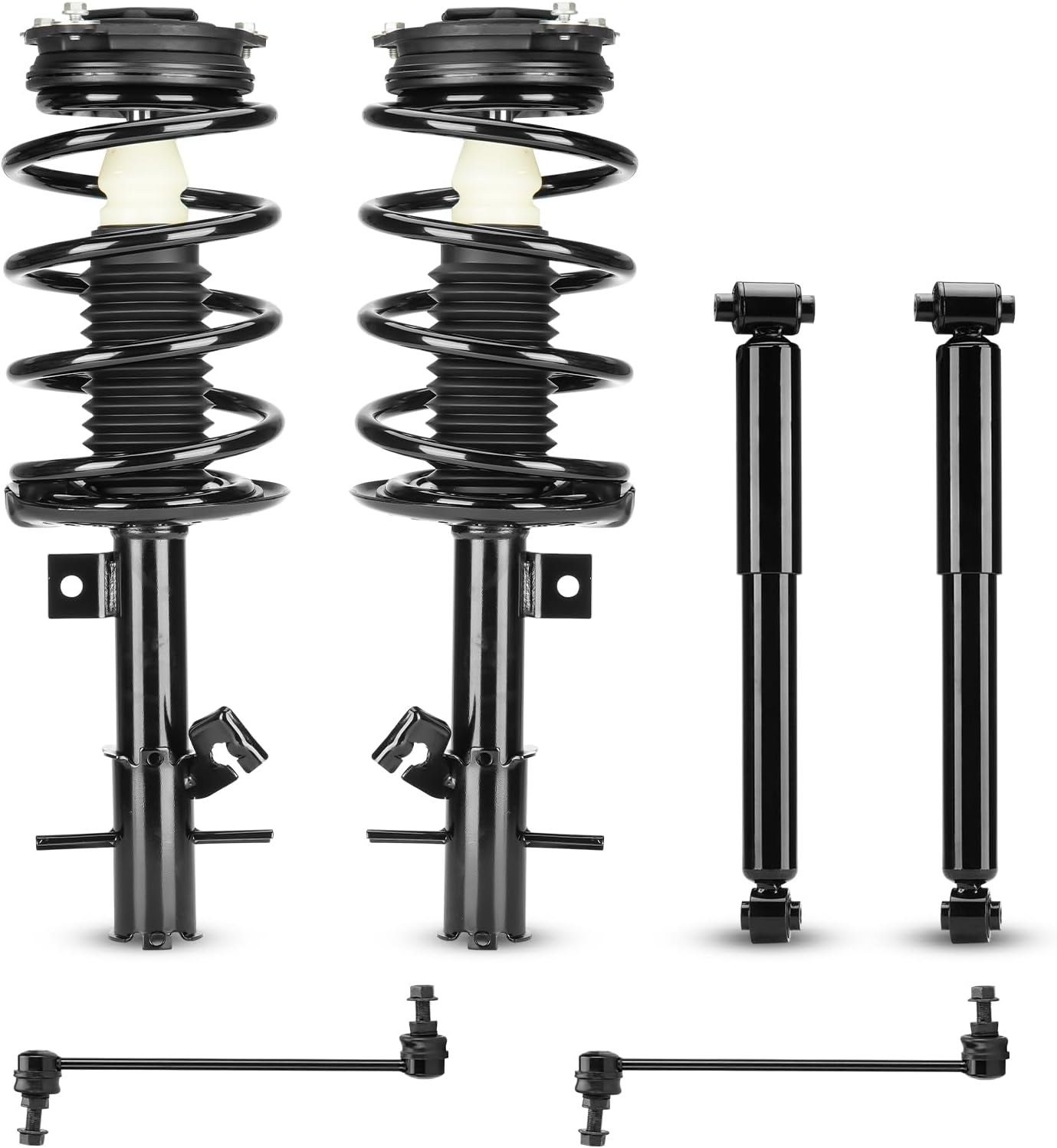 6PCS Front & Rear Struts Shocks w/Coil Spring & Sway Bar Links for Nissan Sentra ONLY 2.5L (Base, S, SL, SR) 2007-2012, Strut Shock Absorber Assembly Suspensions Replace 172378 172379 K750096 4341659