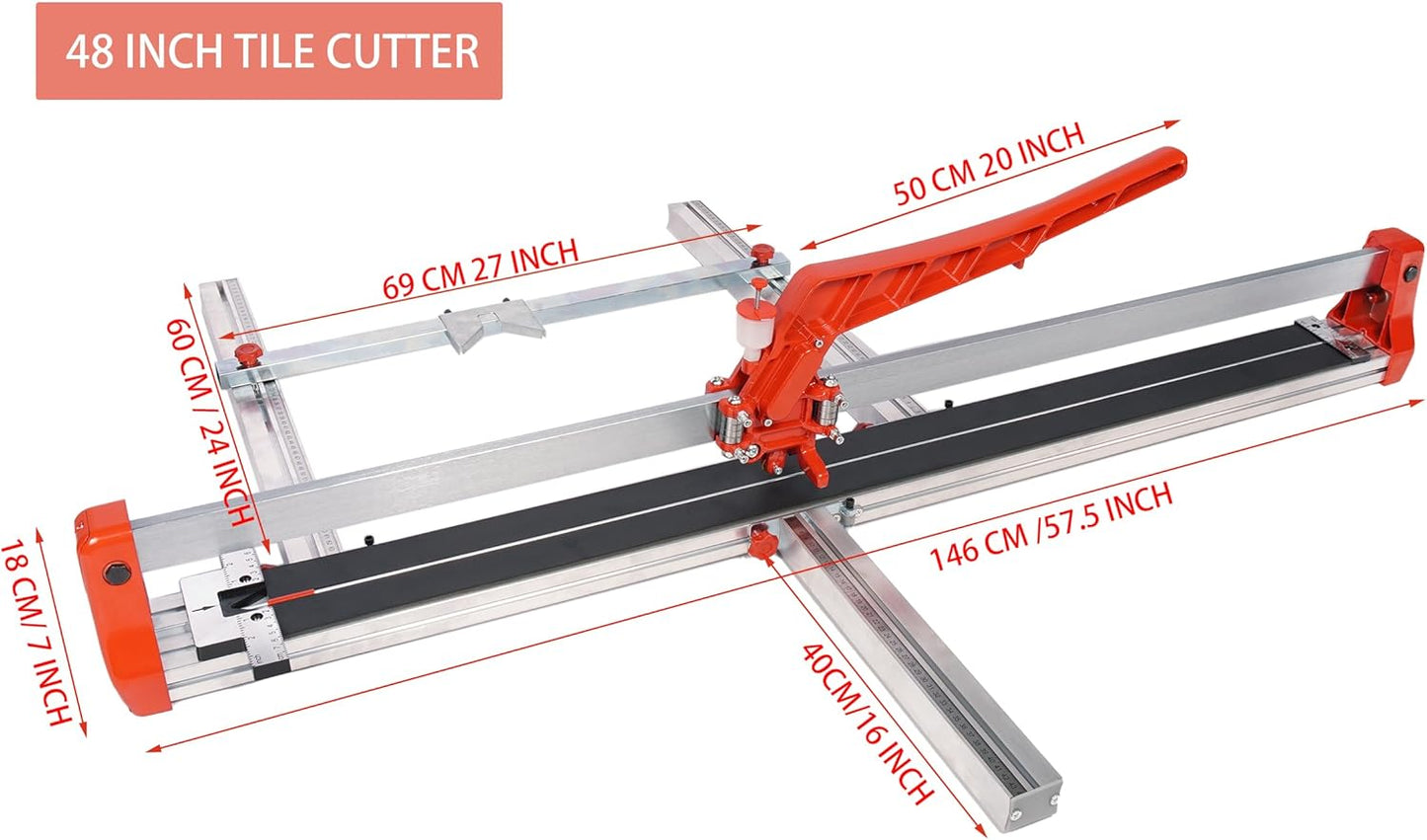 48inch Manual Tile Cutter Machine Single Slide Rail Adjustabl Ceramic Porcelain Tile Floor Cutting Heavy Duty 1200mm