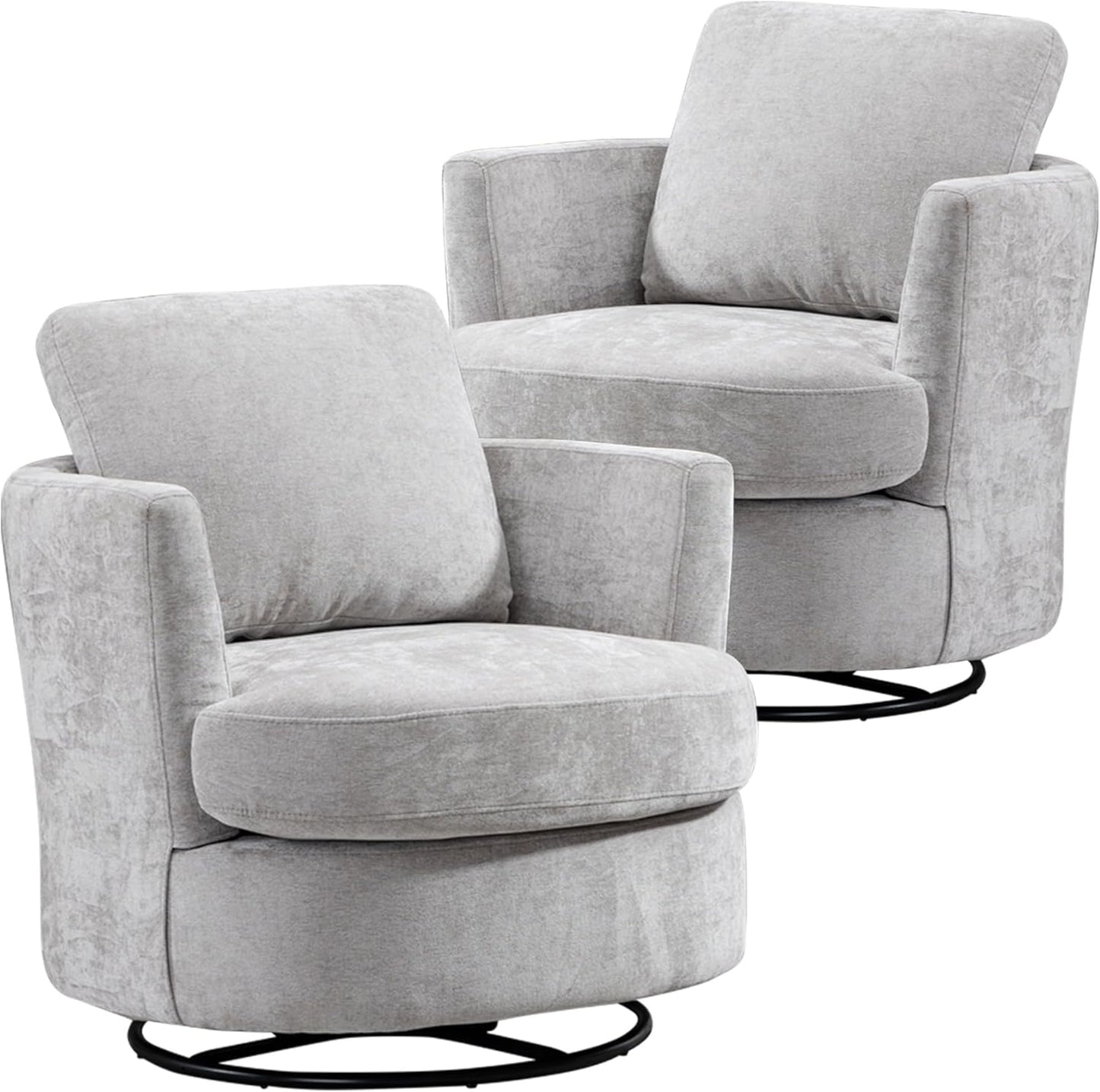Aoiy & Wifon 31.9" W Swivel Accent Chair, 360 Degree Modern Living Room Chair, Swivel Barrel Chairs for Living Room/Bedroom, Chenille,Beige, 2PACK
