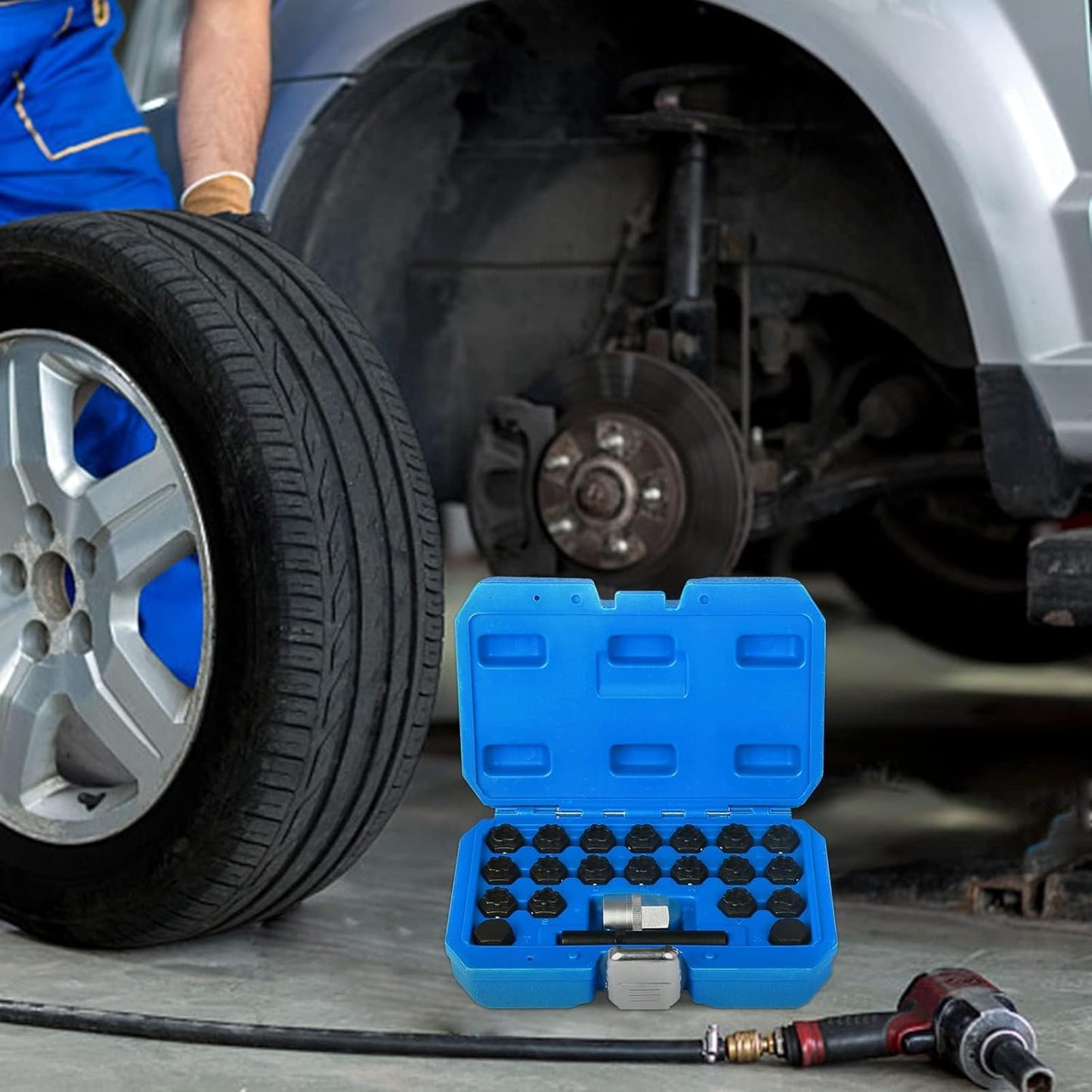 22 PCS Wheel Locks Kit Compatible with Audi Series, Lug Nut Removal Set With Adapter, Automotive Wheel Lock Nuts Key Socket Set