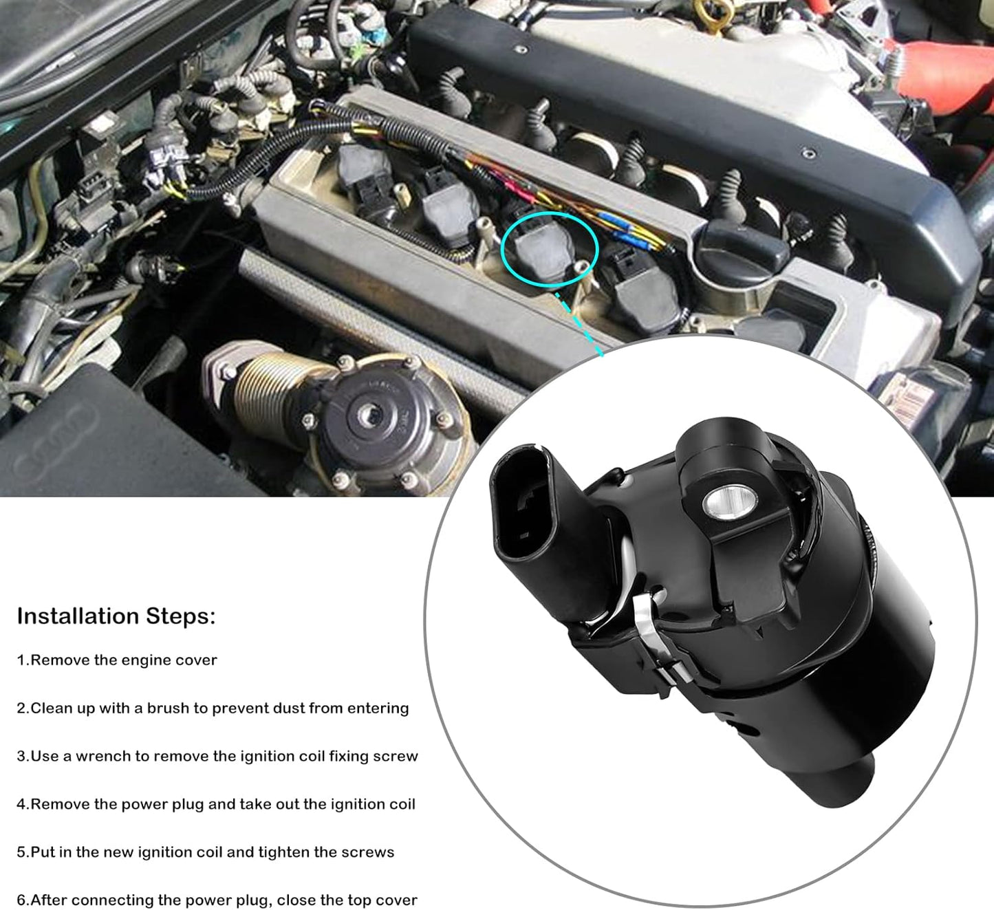 Set of 8 Round Ignition Coil Pack for 5.3 4.8 V8 Chevy Silverado Suburban Tahoe Avalanche GMC Yukon Sierra Canyon Savana 2007 2008 2009 2010 2011 2012 2013 2014 2015 2016 2017 Coils UF414