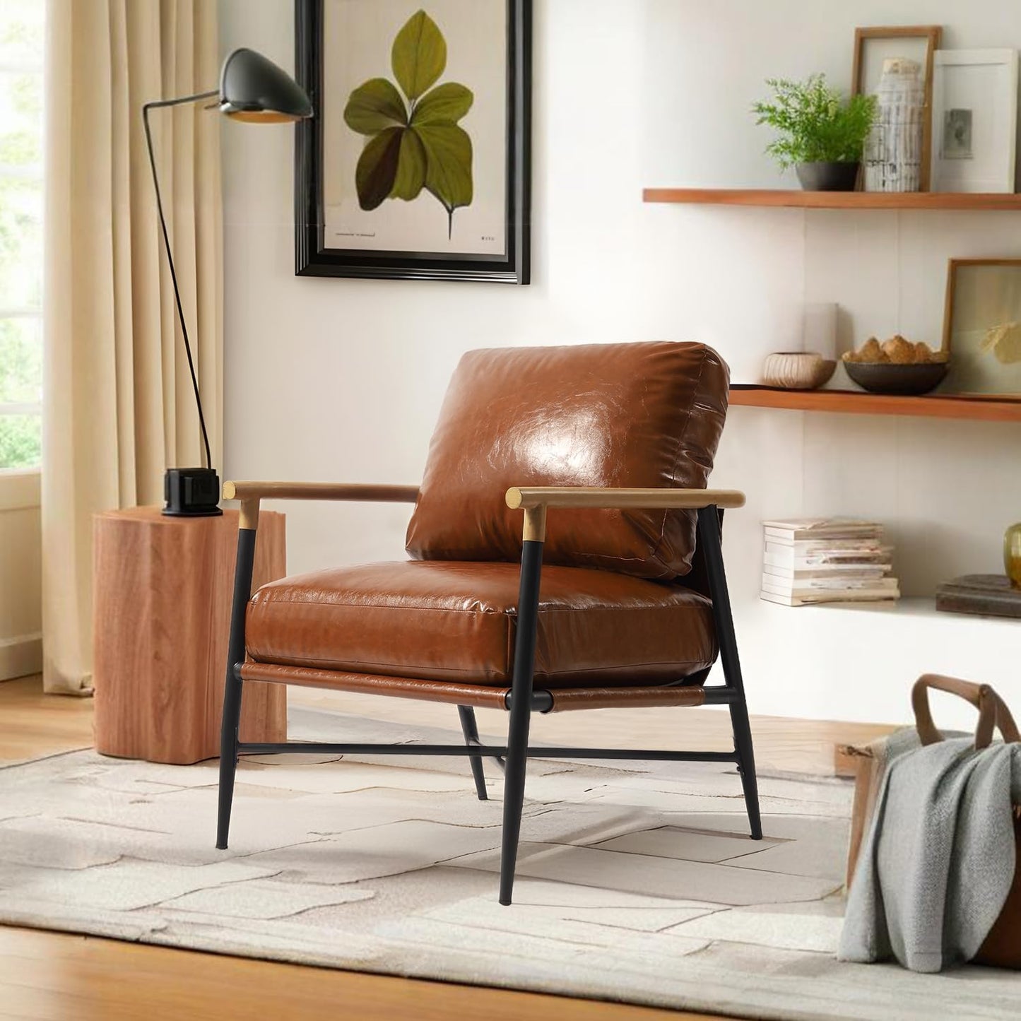 Accent Chair, Upholstered Chenille Living Room Chair with Metal Frame, Mid Century Modern Reading Lounge Sofa Armchair with Removable Cushion for Living Room, Bedroom, Office (Green, Set of 2)