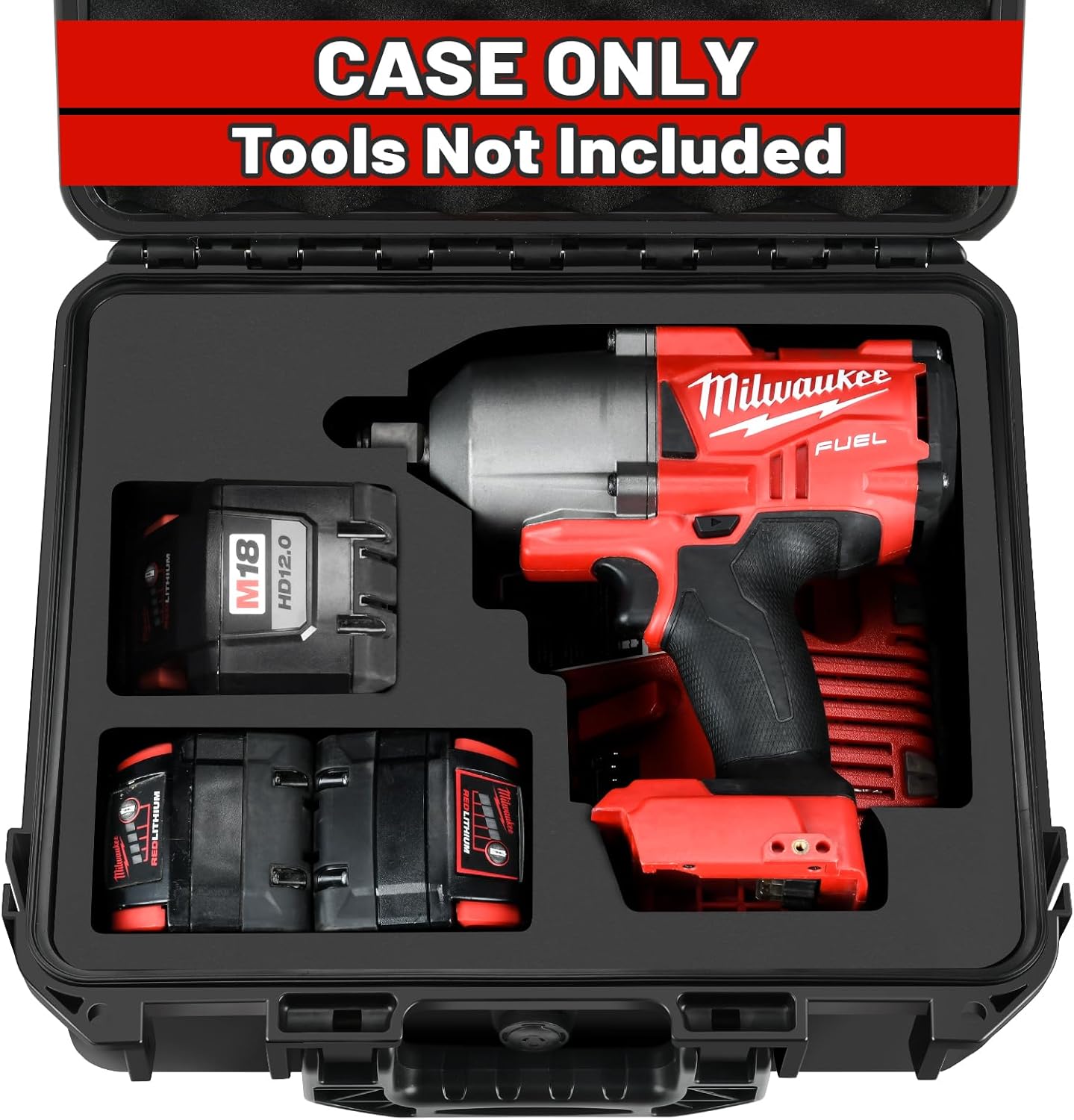 Case for Milwaukee M18 Impact and Torque Wrench - Waterproof Hard Tool Box for Milwaukee Set, Power Tool Combo Kit Bag for 18V 20V 2/1 3/4 3/8 Cordless Torque Wrenches/Battery (Case Only)