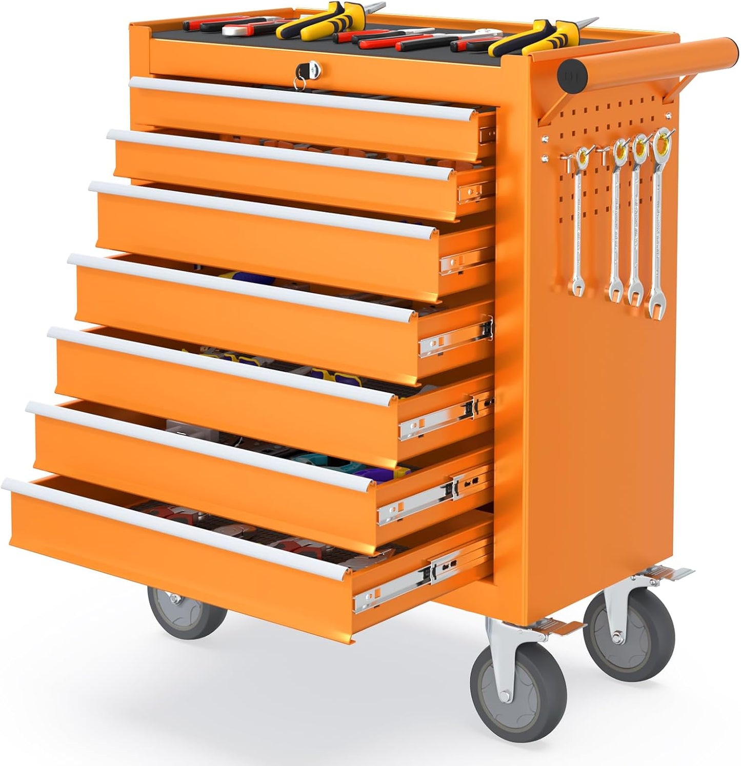 5 Drawers Rolling Tool Chest, Portable Storage Tool Box with Wheels, Rolling Tool Box with Lock for Warehouse, Garage, Repair Shop and Tool Room