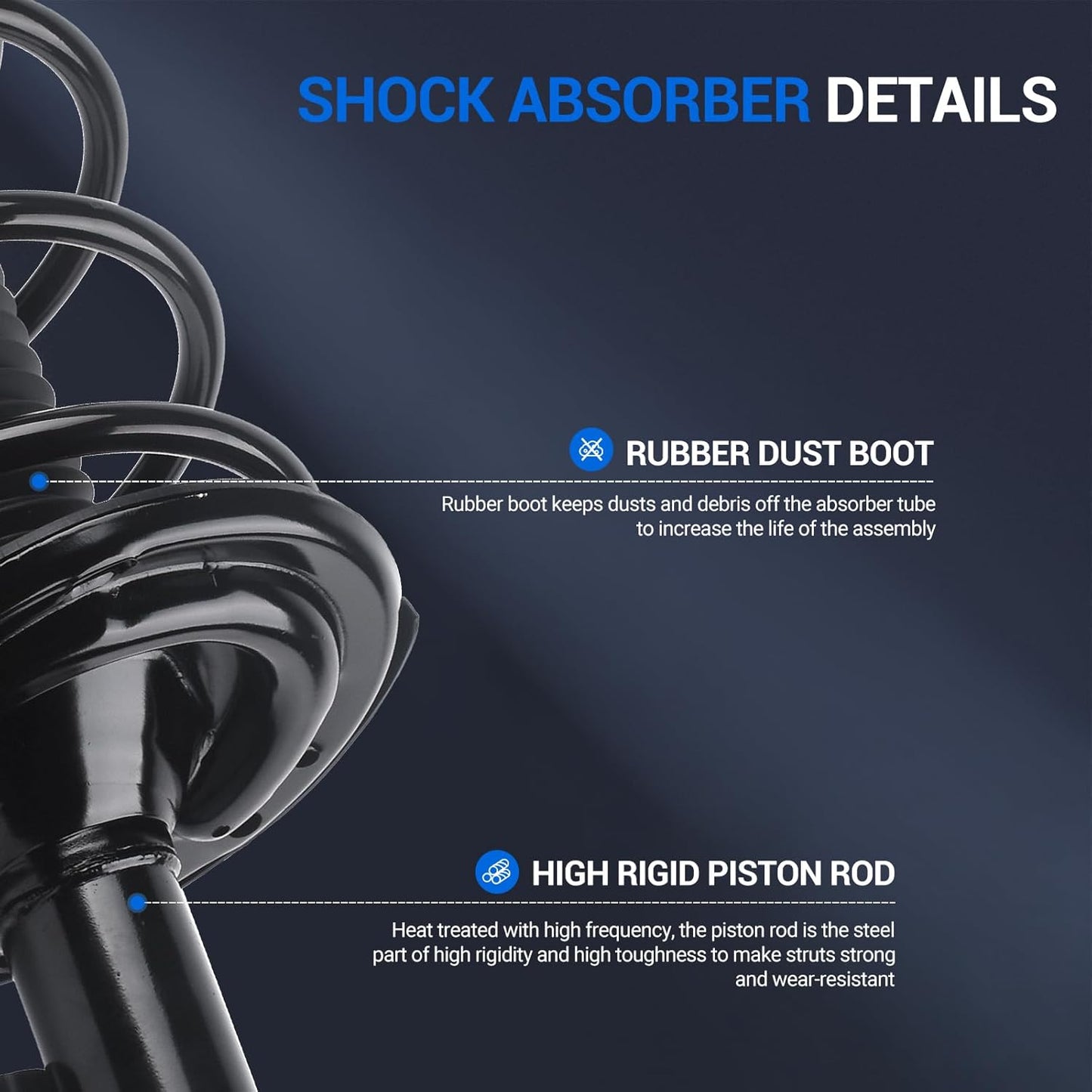 Autoround Front Complete Strut w/Coil Spring Assembly 172205 172206 Compatible with 2004 2005 2006 Toyota Camry/Solara, Lexus ES330 Left & Right