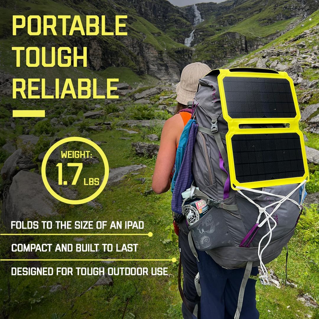 SunJack – 25 Watt Foldable Solar Panel, ETFE Monocrystalline Portable Solar Panel with USB-C and USB-A, IP67 Waterproof Solar Panels for Camping, Backpacking, Hiking and Travel