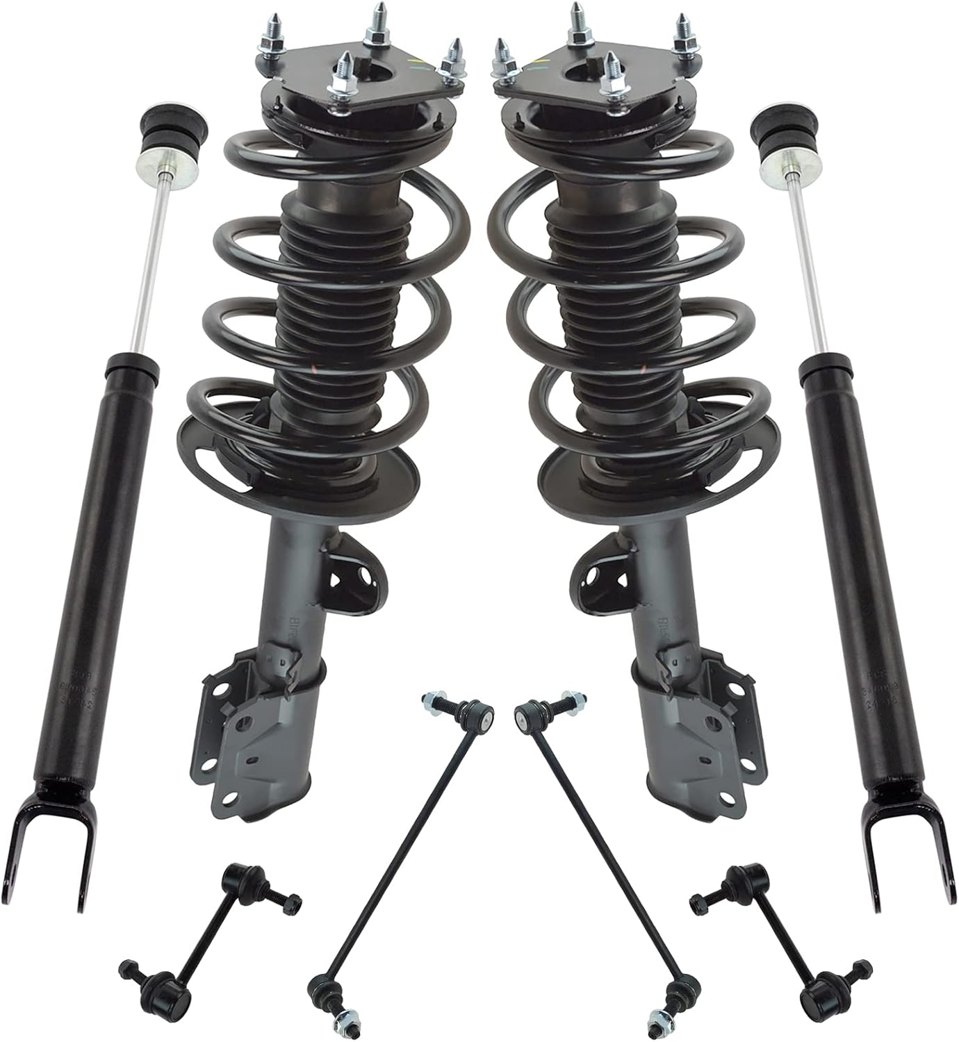 TRQ Front and Rear Suspension Kit Complete Strut & Coil Spring Assembly Shock Absorber Sway Bar Stabilizer Link Compatible with 06-13 BMW