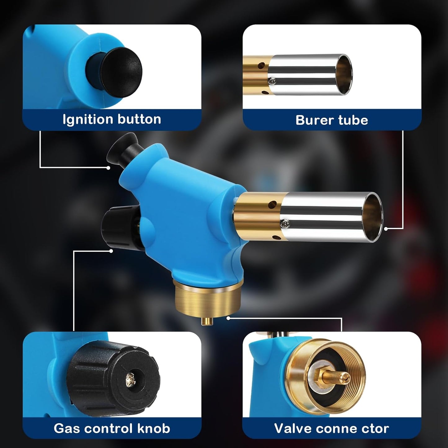 BLUEFIRE Handy Cyclone Torch Kit with Propane Cylinder Push Button Trigger Start Nozzle Head Fuel by Propane MAPP MAP PRO Gas Welding Soldering Brazing Cooking Glass Beads DIY