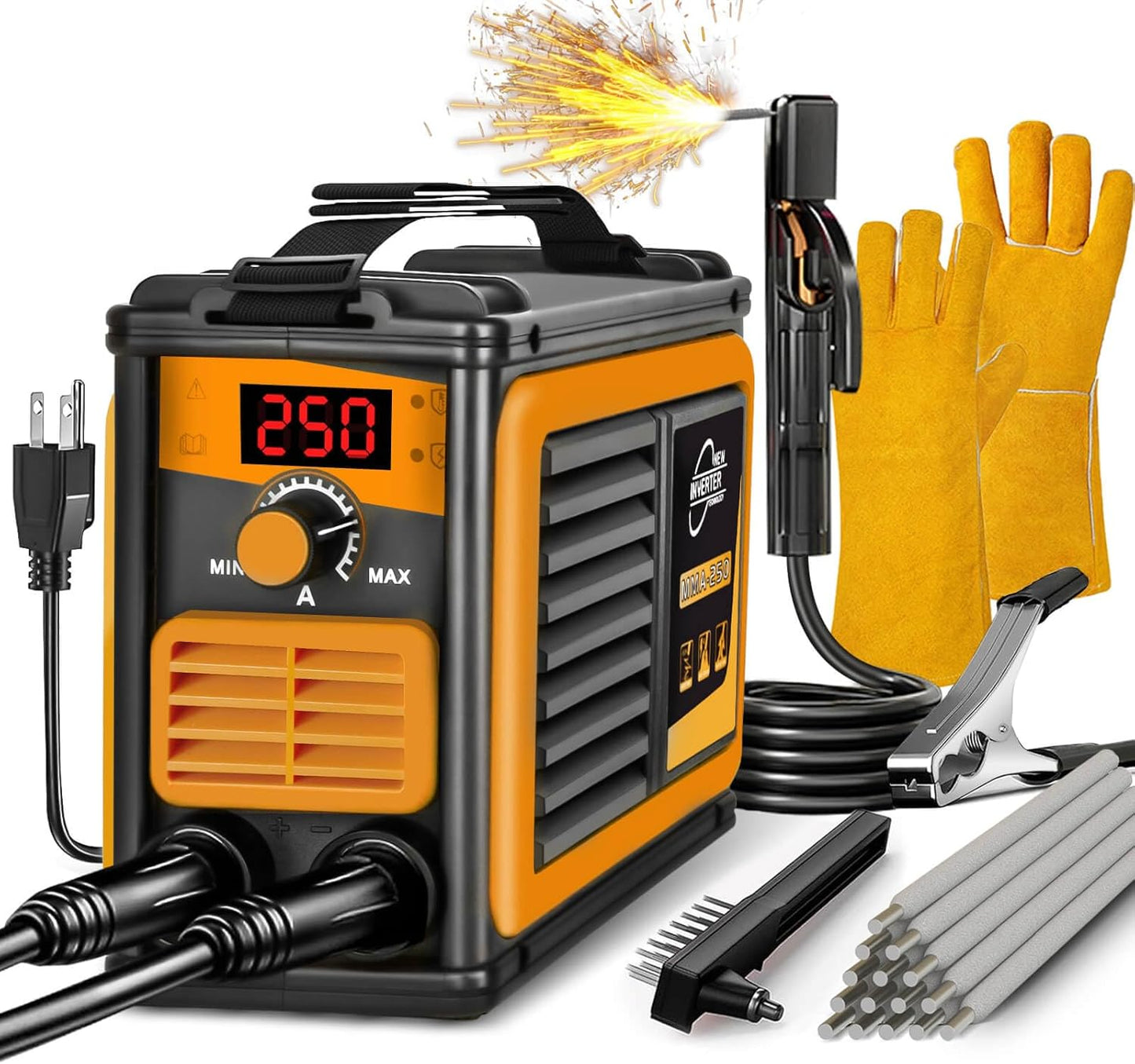 Stick Welder,Portable Welder Machine 110V IGBT Digital Display LCD Upgraded MMA-250A Welding Machine,Hot Start Arc Force Anti-stick Mini Welde (Blue)