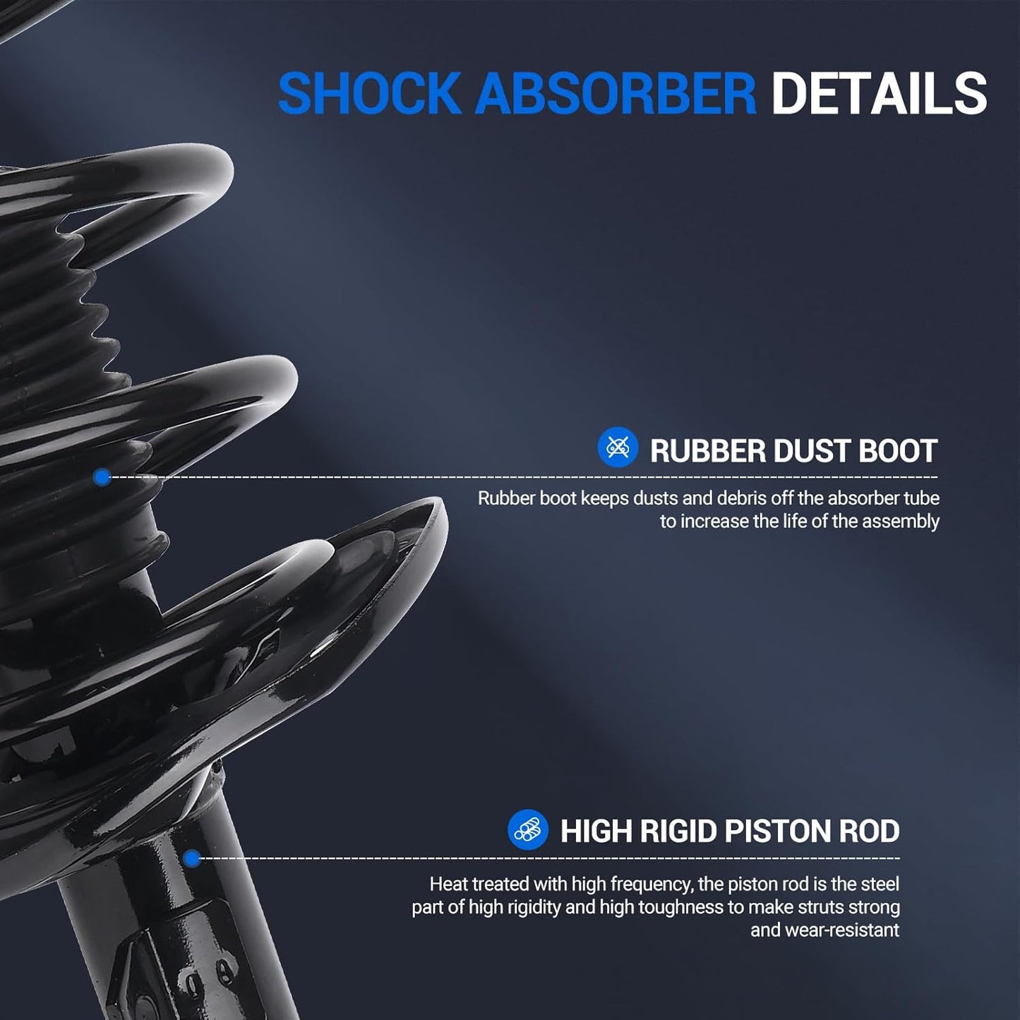 Autoround 172990 172989 Front Complete Shock Absorber Compatible with Toyota Corolla 2014 2015 2016 2017 2018 2019 1.8L L4, Left & Right Struts with Coil Spring Assembly