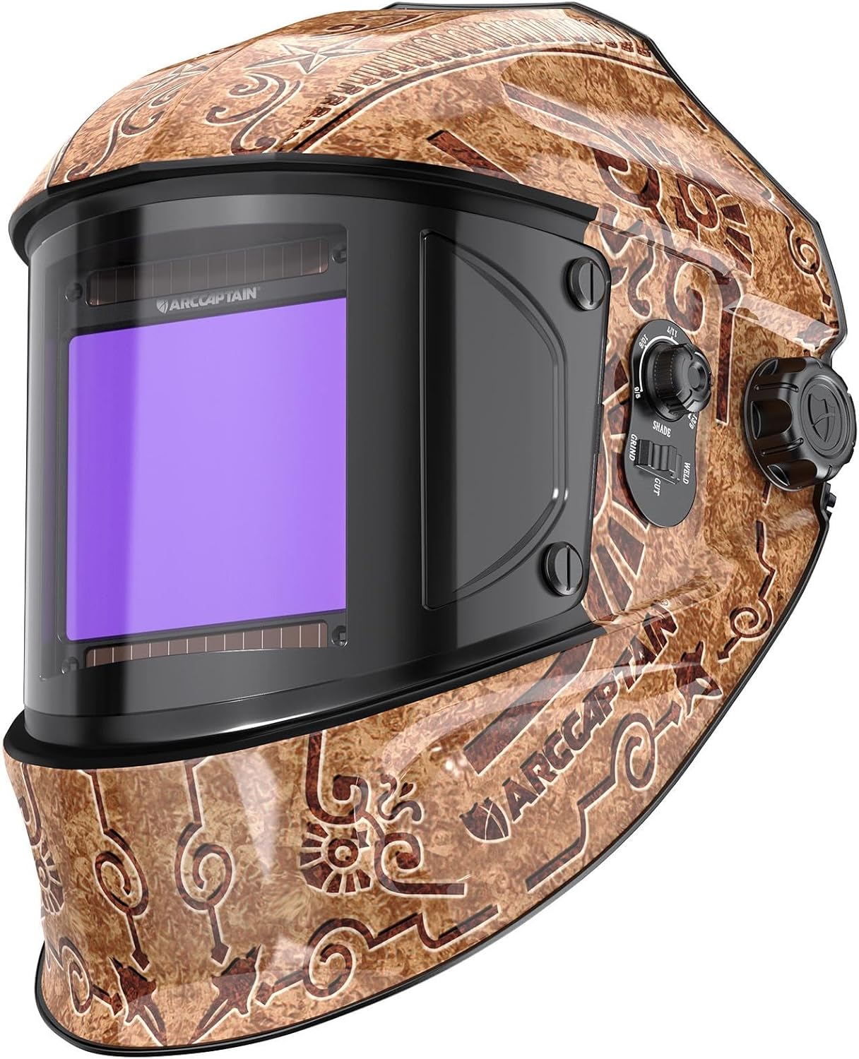 ARCCAPTAIN 3.94"X3.66" Welding Helmet Auto Darkening, 1/1/1/1 Top Optical Clarity Large Viewing Screen Solar Power Welding Hood with 4 Arc Sensor, Wide Shade 4-5/5-9/9-13 for TIG MIG ARC Welding Cut