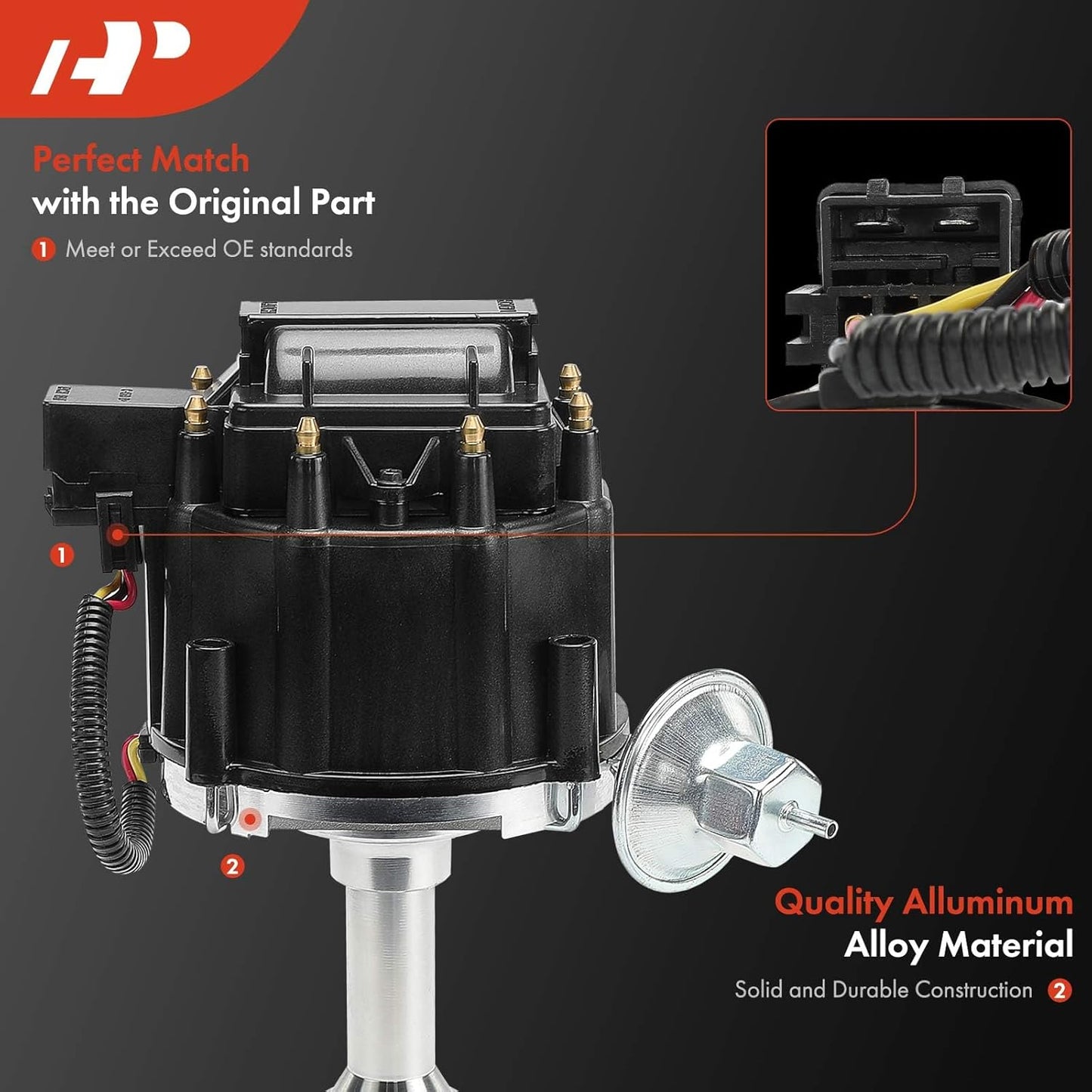 A-Premium Ignition Distributor with Cap and Rotor Compatible with Buick Regal, Apollo, Century, Electra, Estate Wagon, LeSabre, Riviera, Skylark & Chevy Caprice & Oldsmobile 98 & Pontiac Bonneville