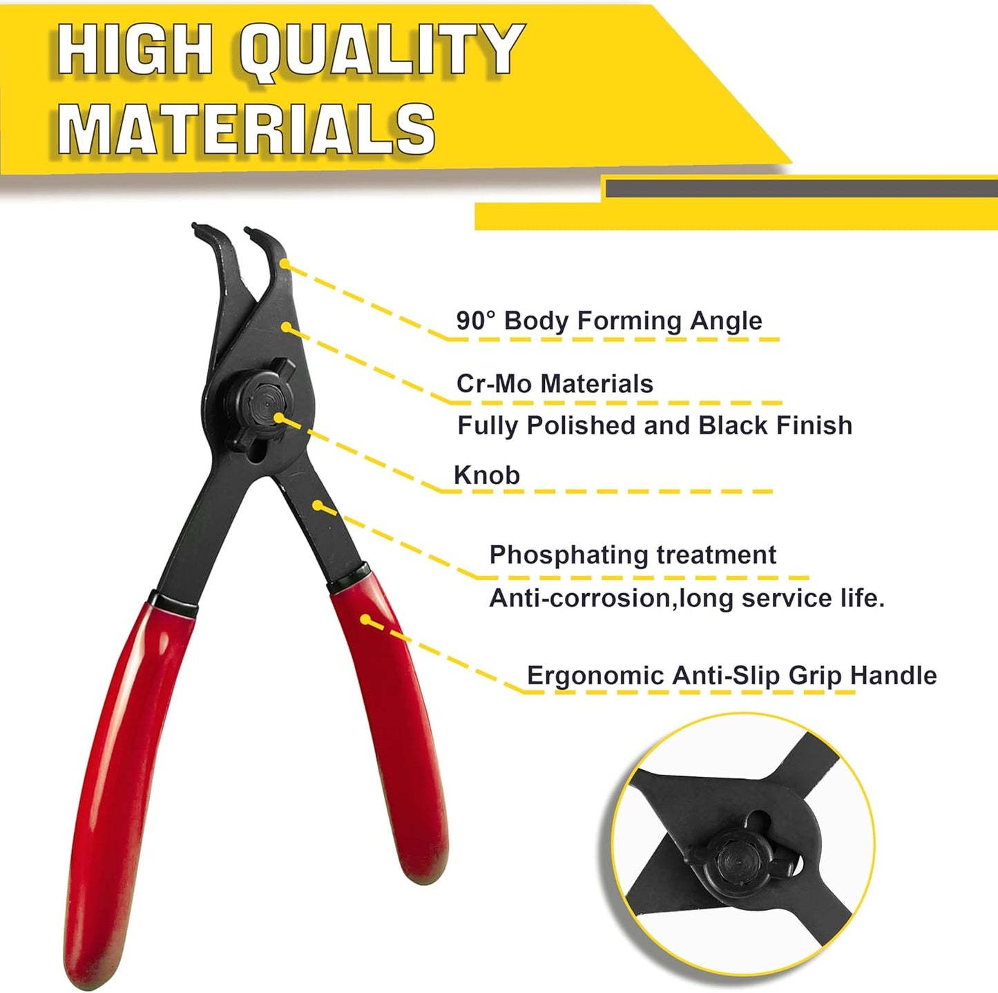 12Piece Snap Ring Pliers Set Heavy Duty, Internal External Convertible Fixed Tip Snap Ring Pliers for 0.038in 0.047in 0.070in 0.090in