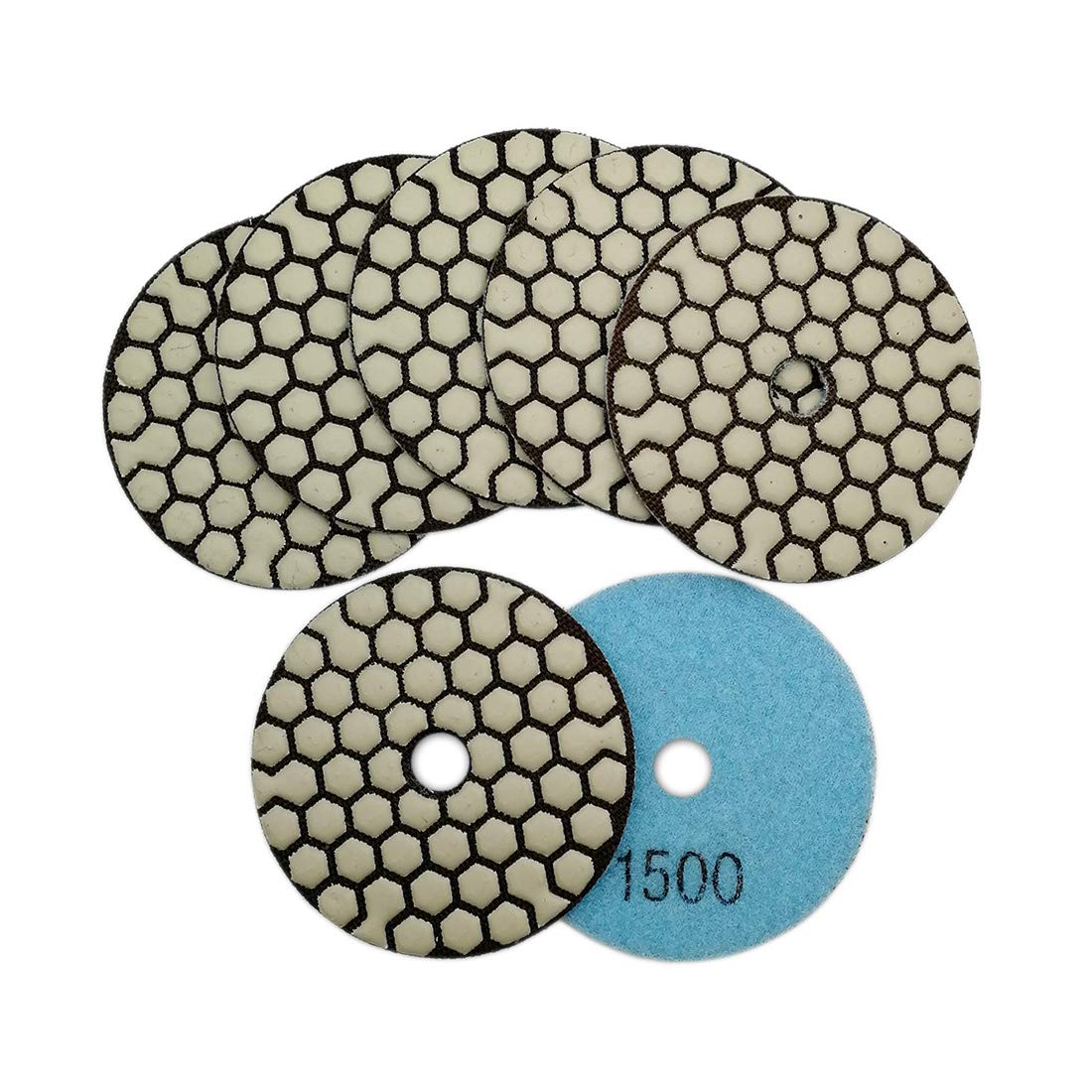 SHDIATOOL 5 Inch Dry Diamond polishing Pads Grit 50 for Granite Marble Quartz(7-Pack)